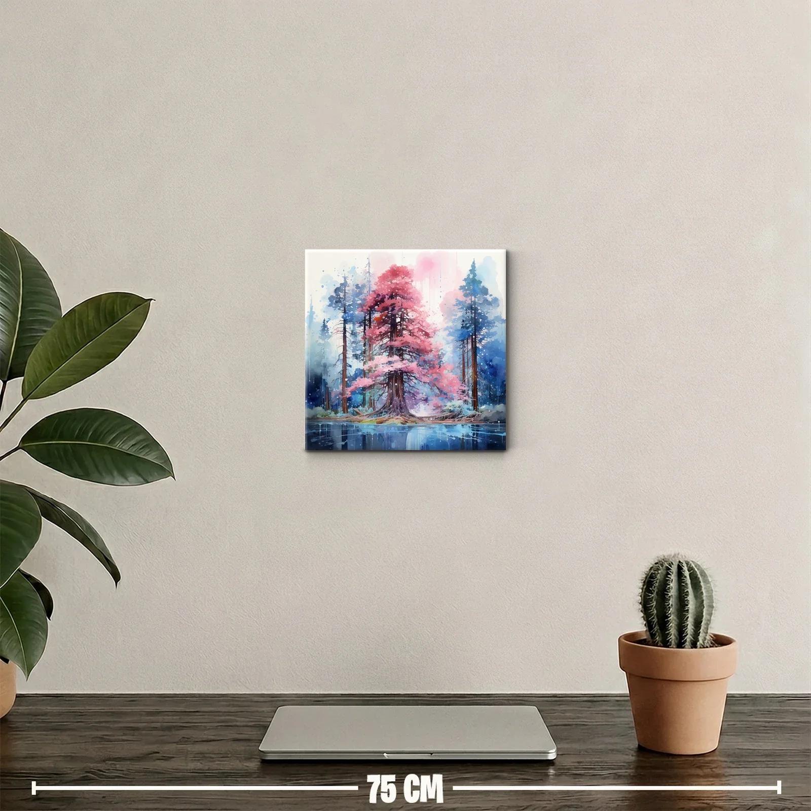 Bosque mágico con árboles en tonos rosa y azul — miniatura 2