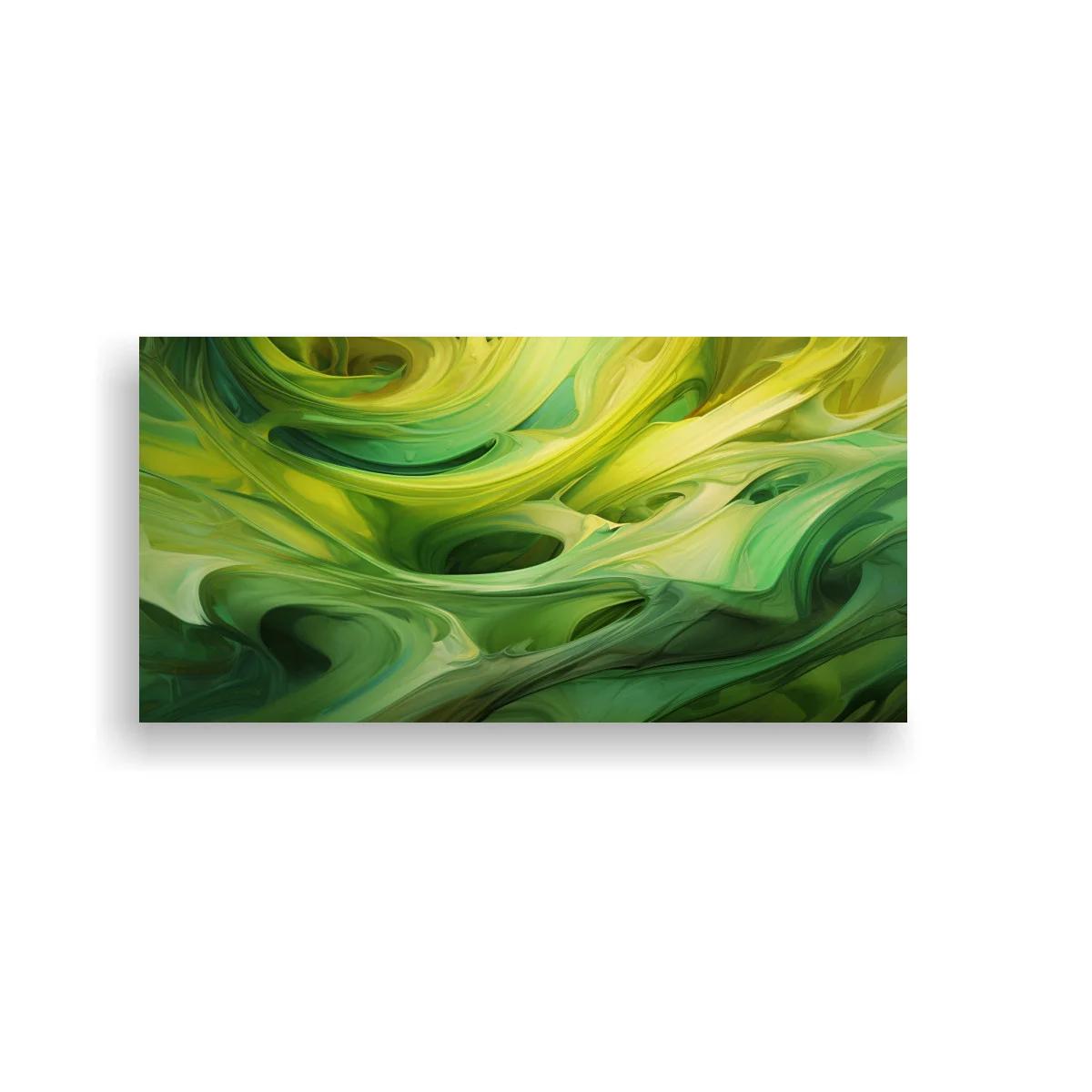 Cuadro remolino abstracto verde y dorado — imagen principal
