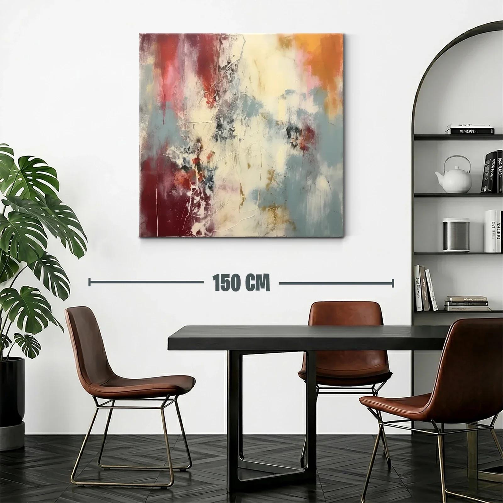 Cuadro abstracto con tonos cálidos y fríos en armonía — miniatura 2