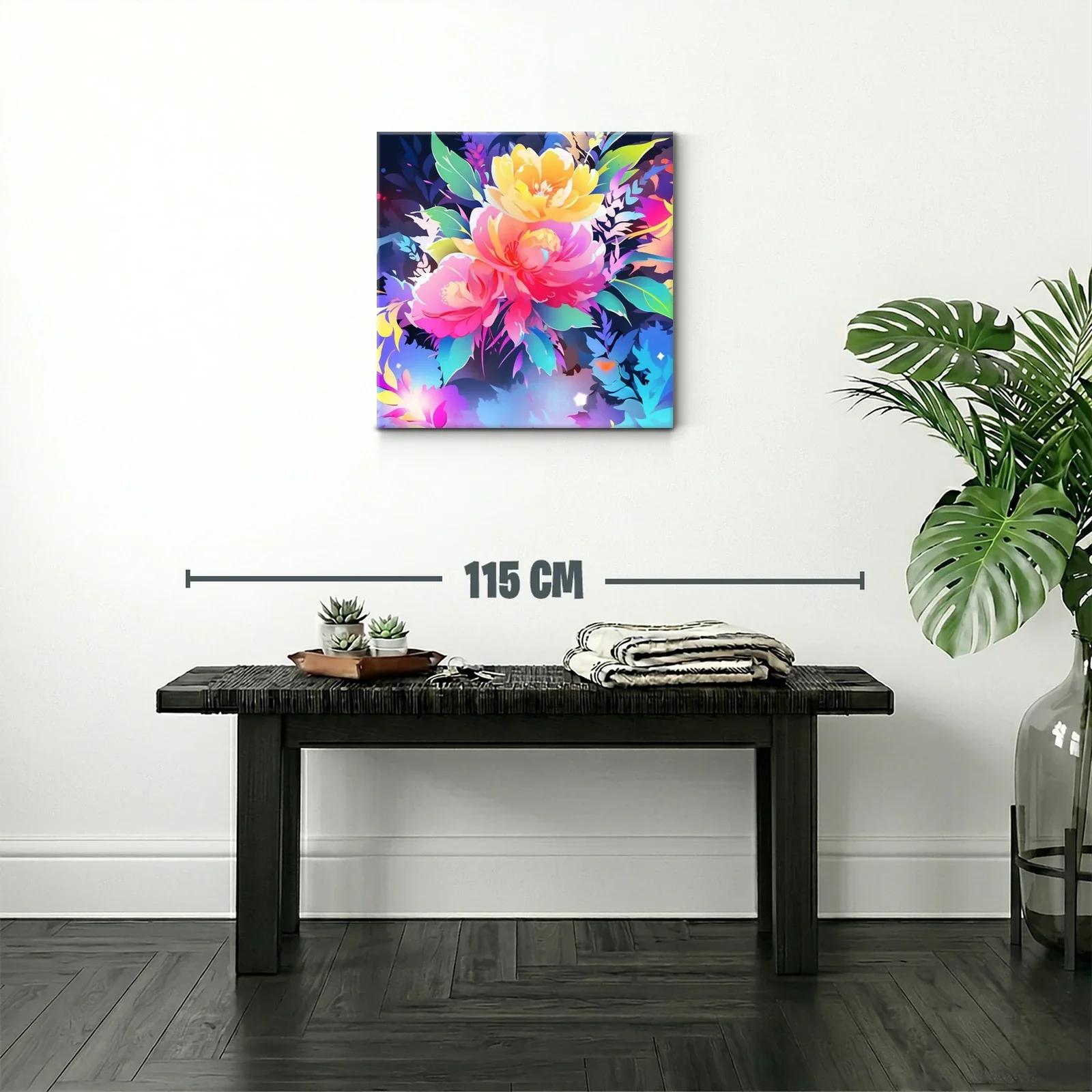 Cuadro vibrante con flores en tonos intensos y contrastantes — miniatura 2