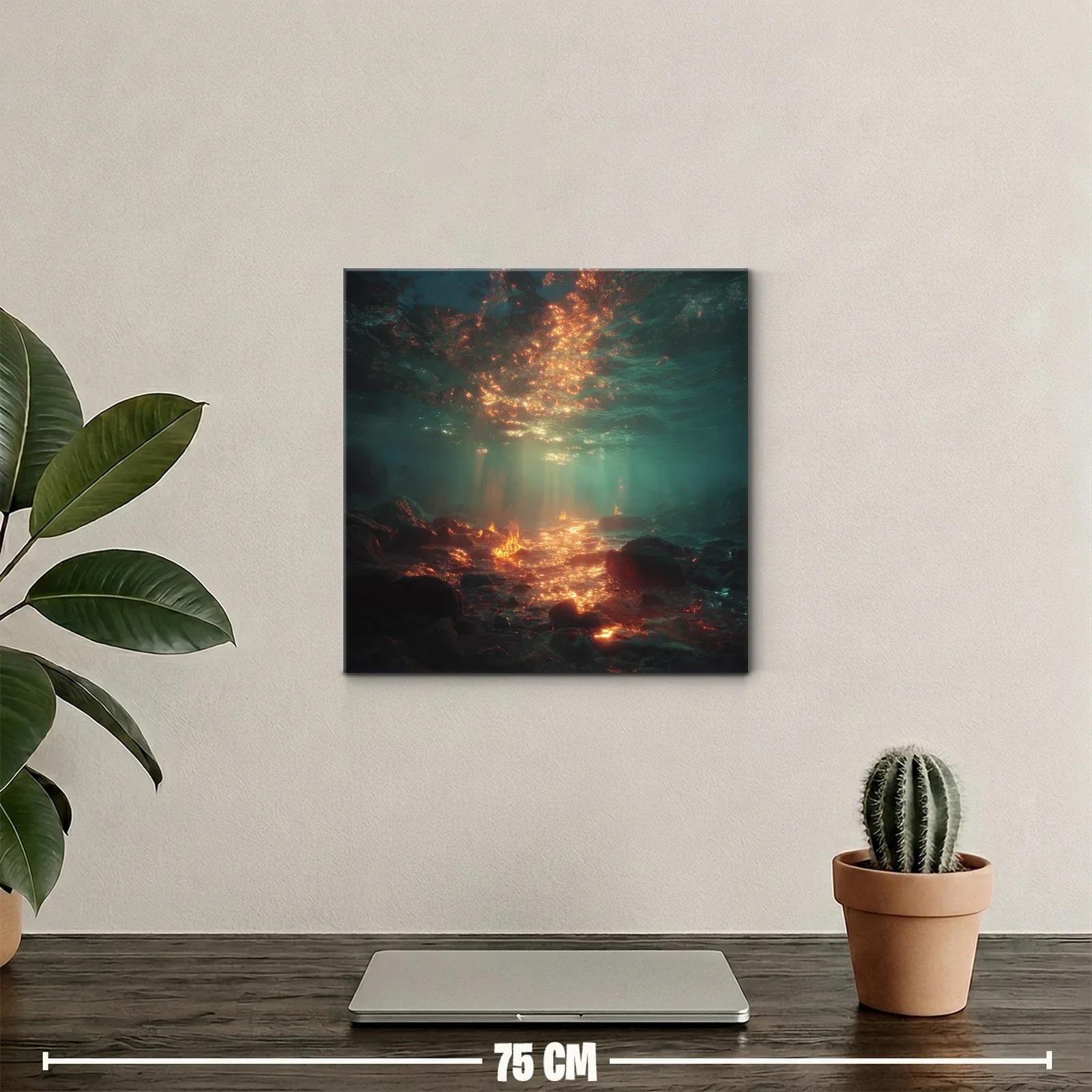 Paisaje submarino con destellos de luz dorada brillante — miniatura 2