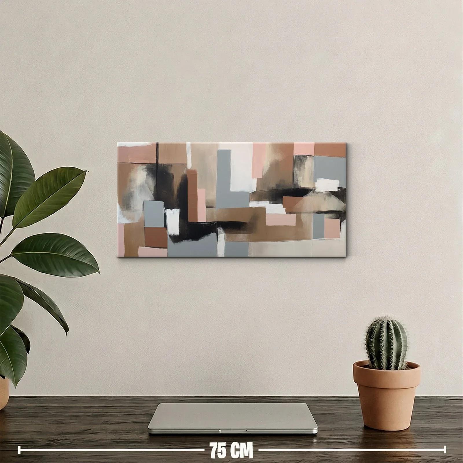 Cuadro abstracción geométrica con bloques rectangulares superpuestos — miniatura 2