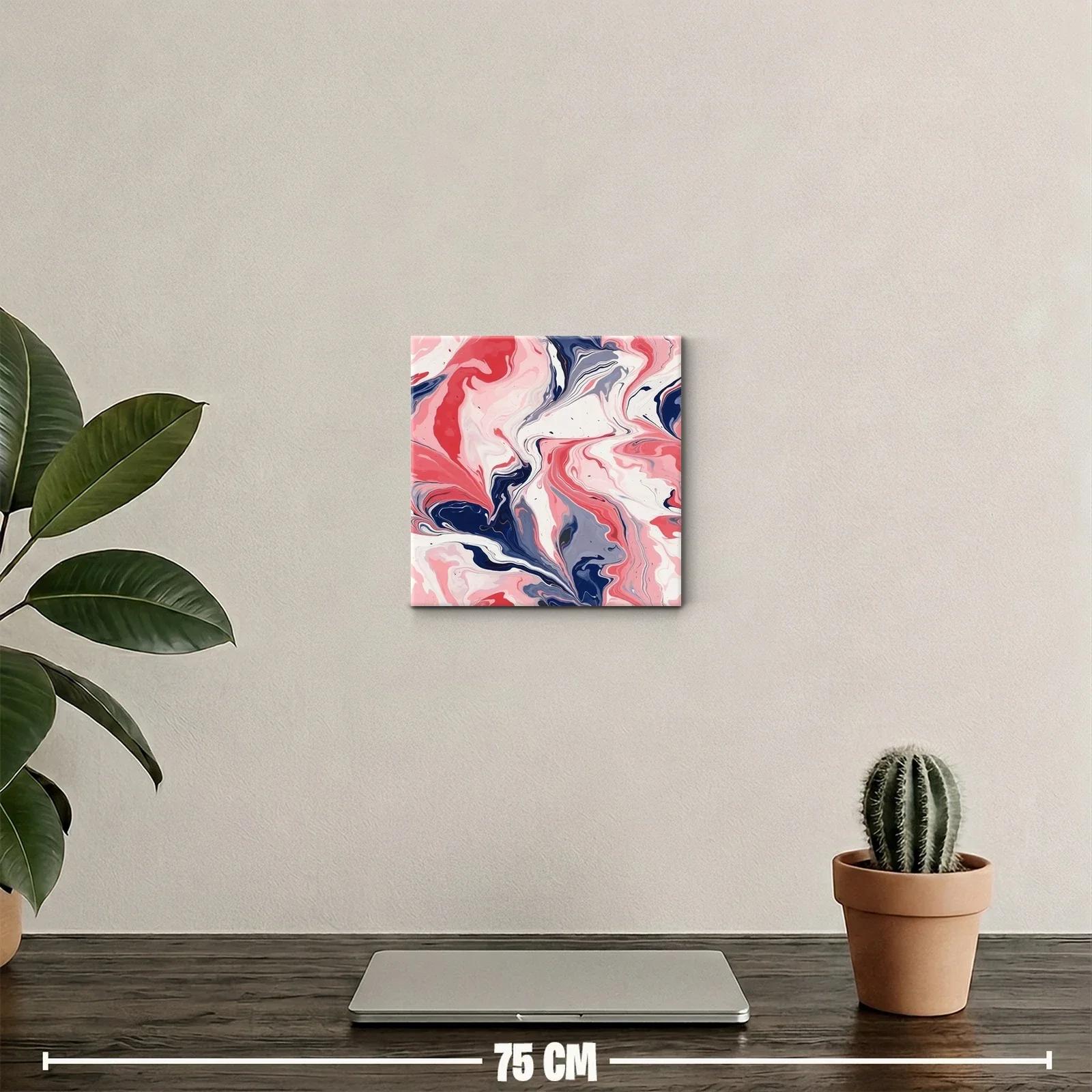 Cuadro abstracto con fluidas formas en tonos rosa y azul — miniatura 2