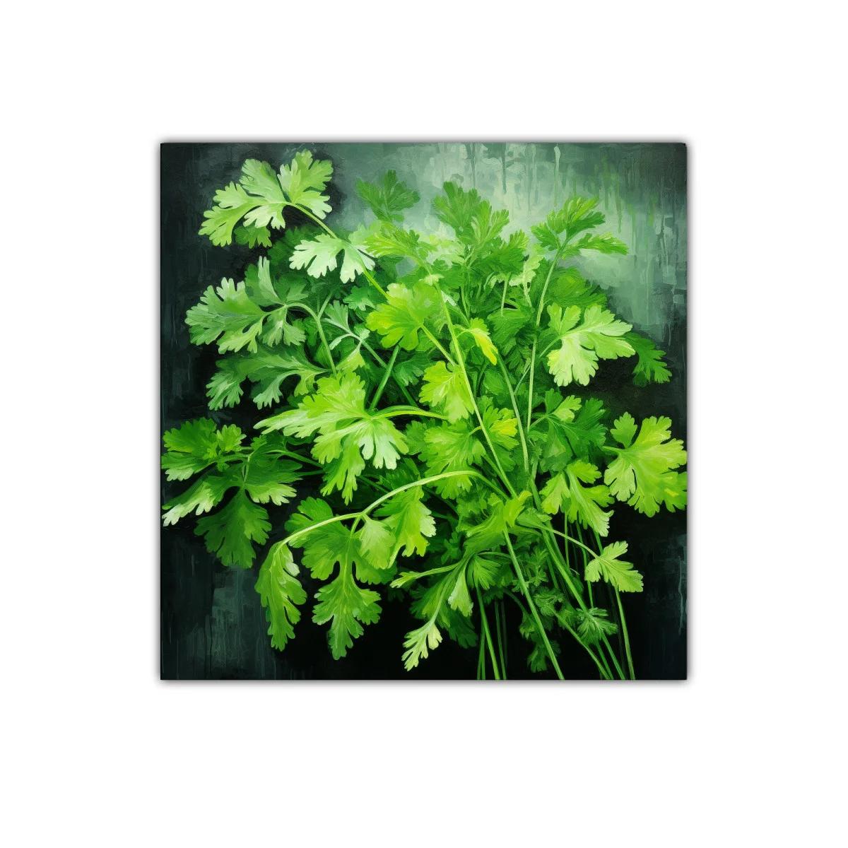 Cuadro con ramo verde de hojas frescas y naturales — imagen principal