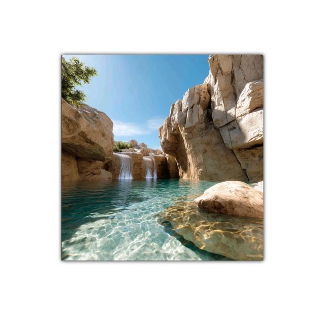 Paisaje sereno con cascada y aguas cristalinas
