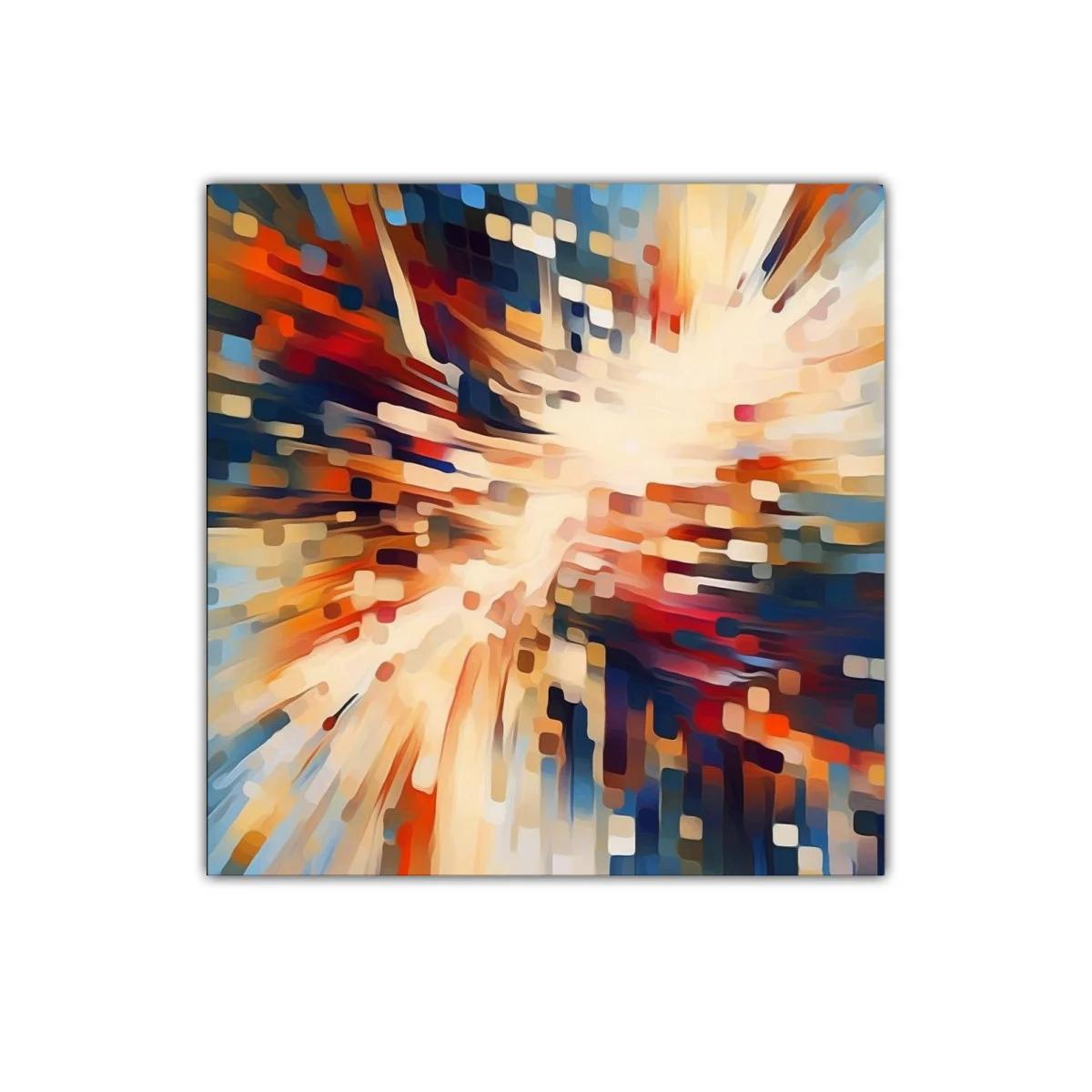 Cuadro abstracto con explosión de color vibrante y movimiento — imagen principal