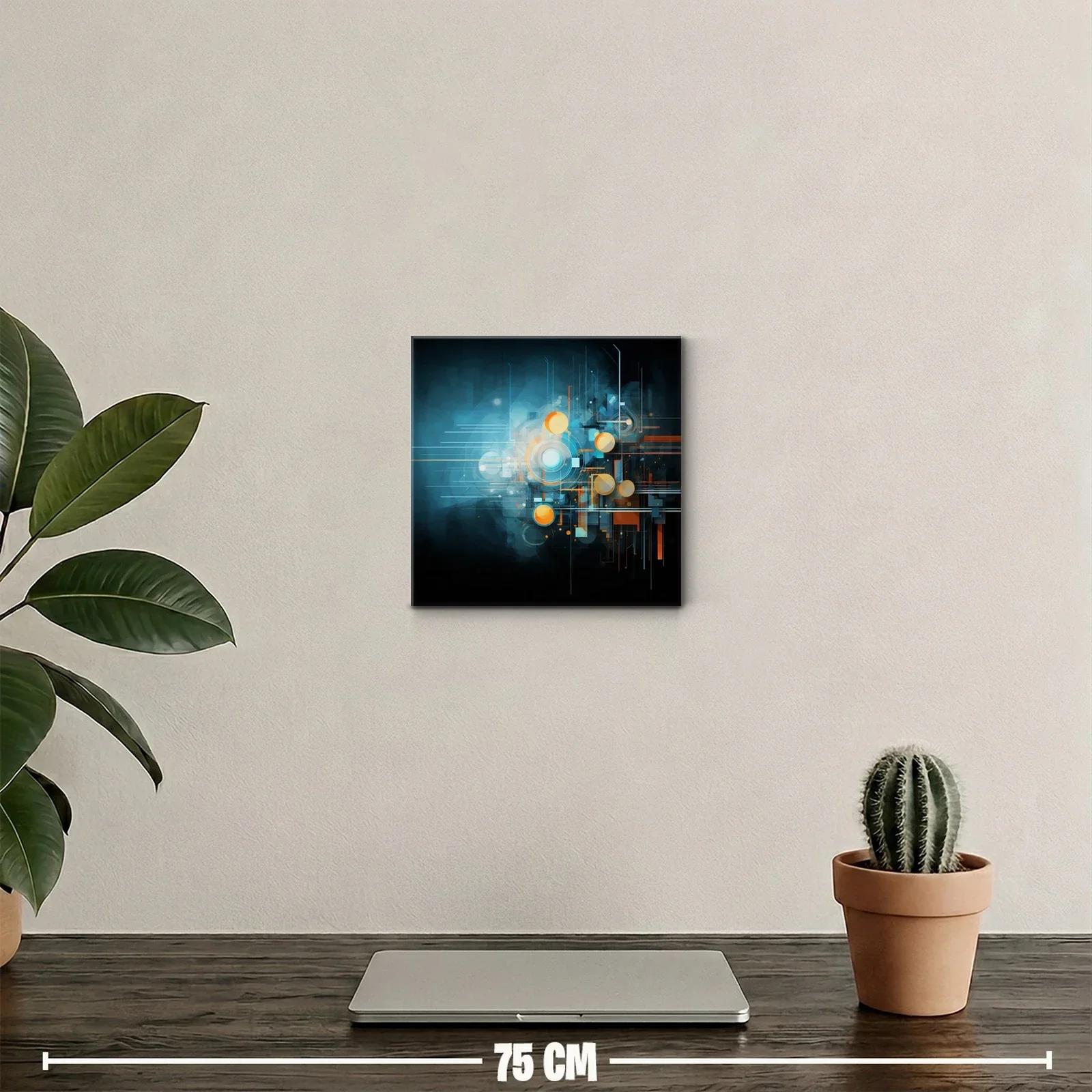 Composición abstracta futurista con tonos azules y naranjas — miniatura 2