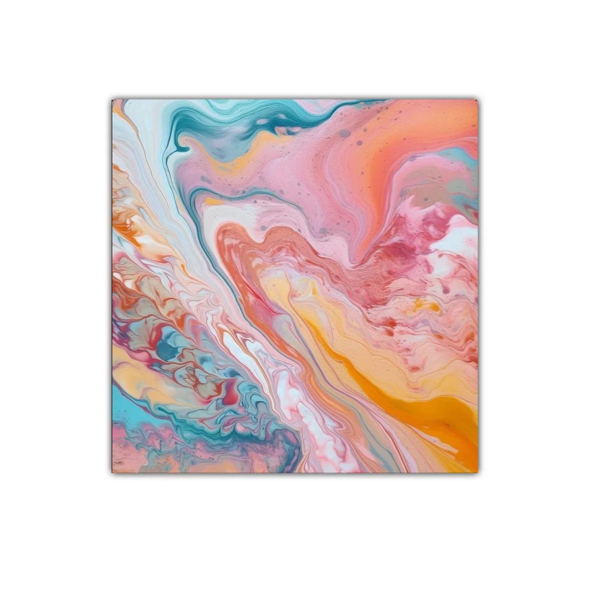 Cuadro abstracto con fluidos colores cálidos y fríos — miniatura 1