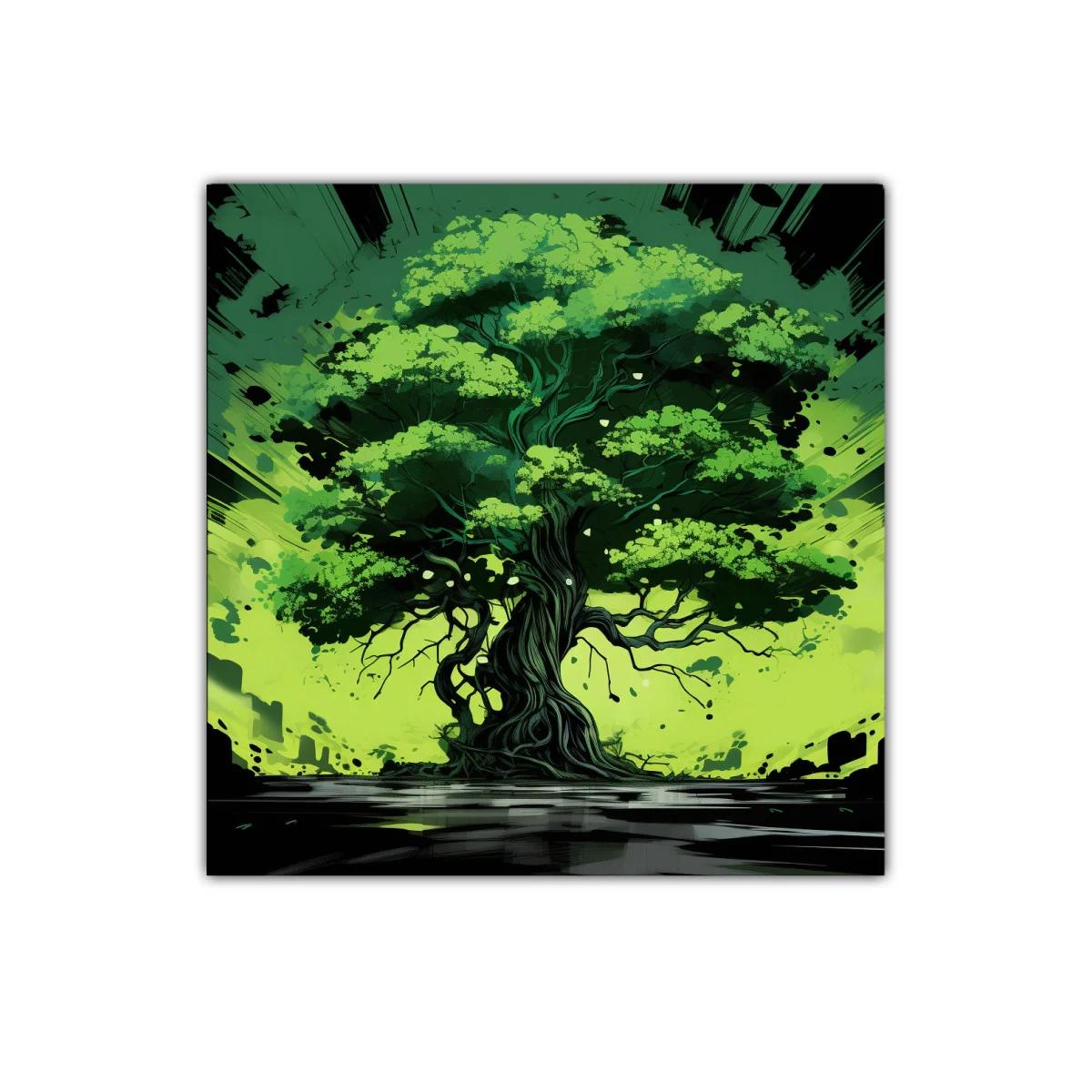Impresionante composición de árbol vibrante en tonos verdes — miniatura 1