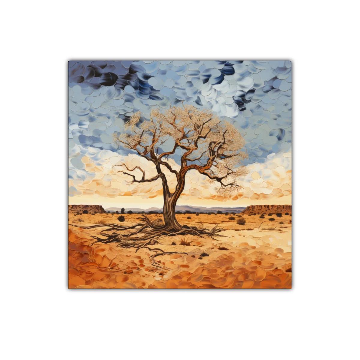 Árbol solitario en paisaje desértico con cielo dramático — imagen principal