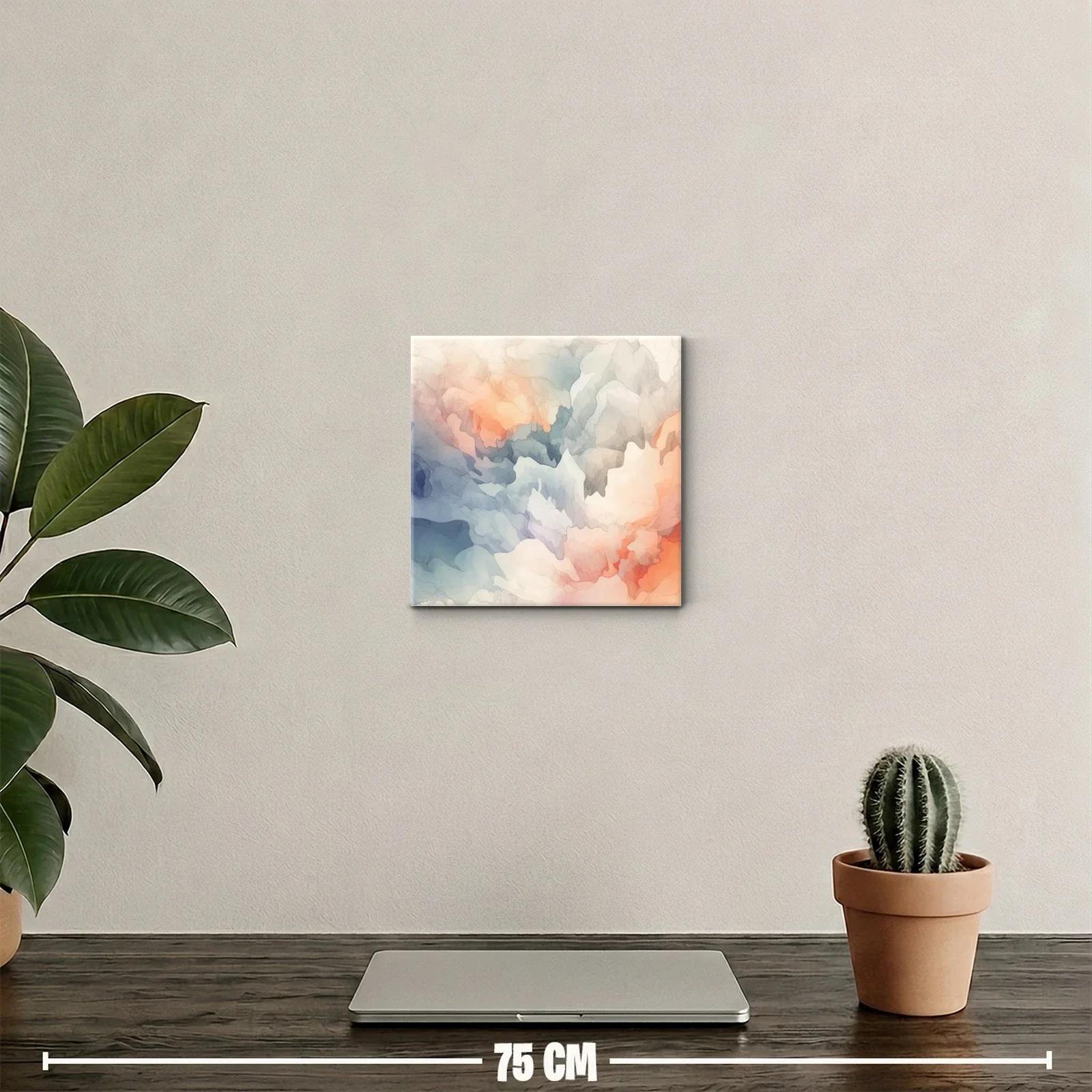 Cuadro abstracto con tonos cálidos y fríos armoniosos — miniatura 2