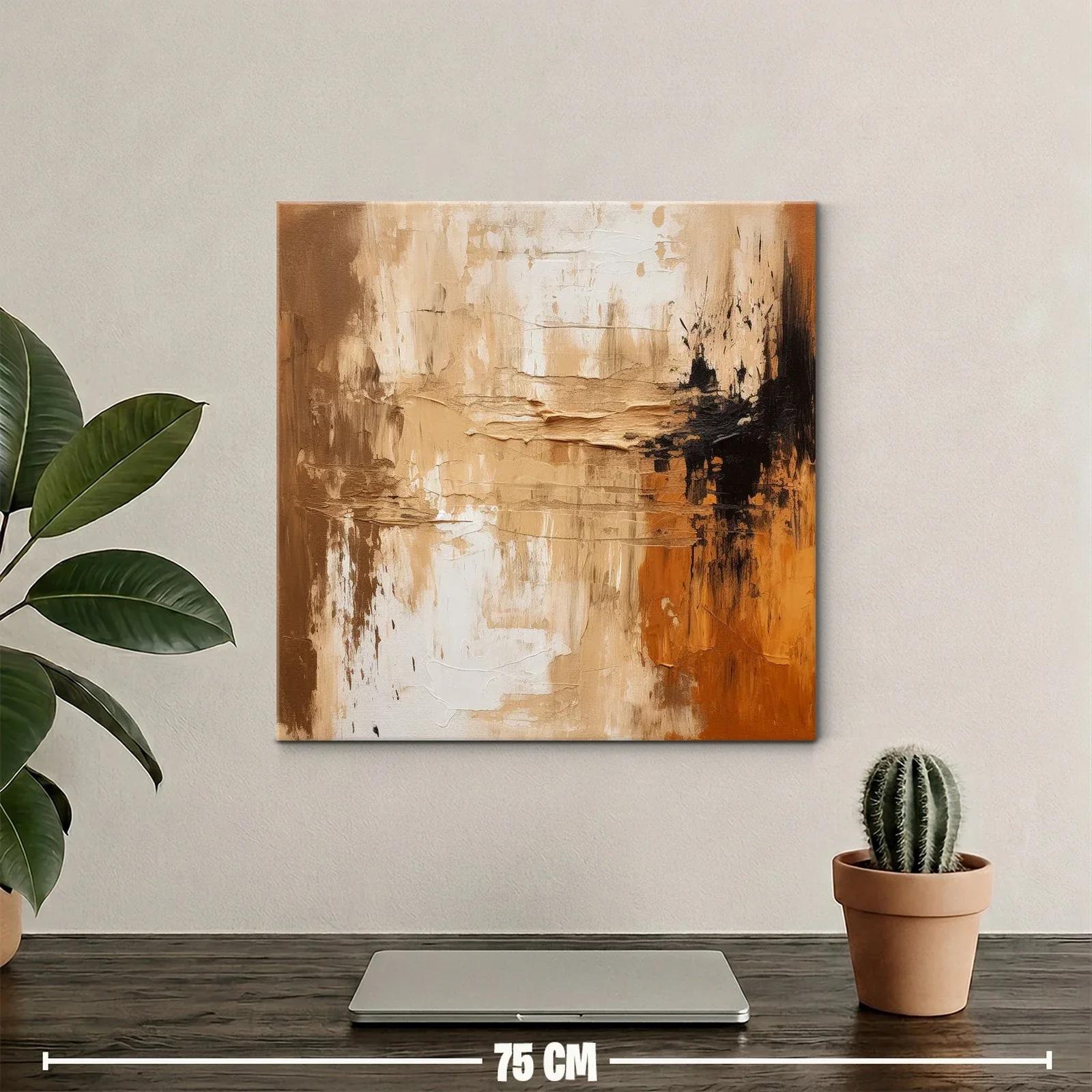 Cuadro abstracto en tonos cálidos con texturas orgánicas — miniatura 2