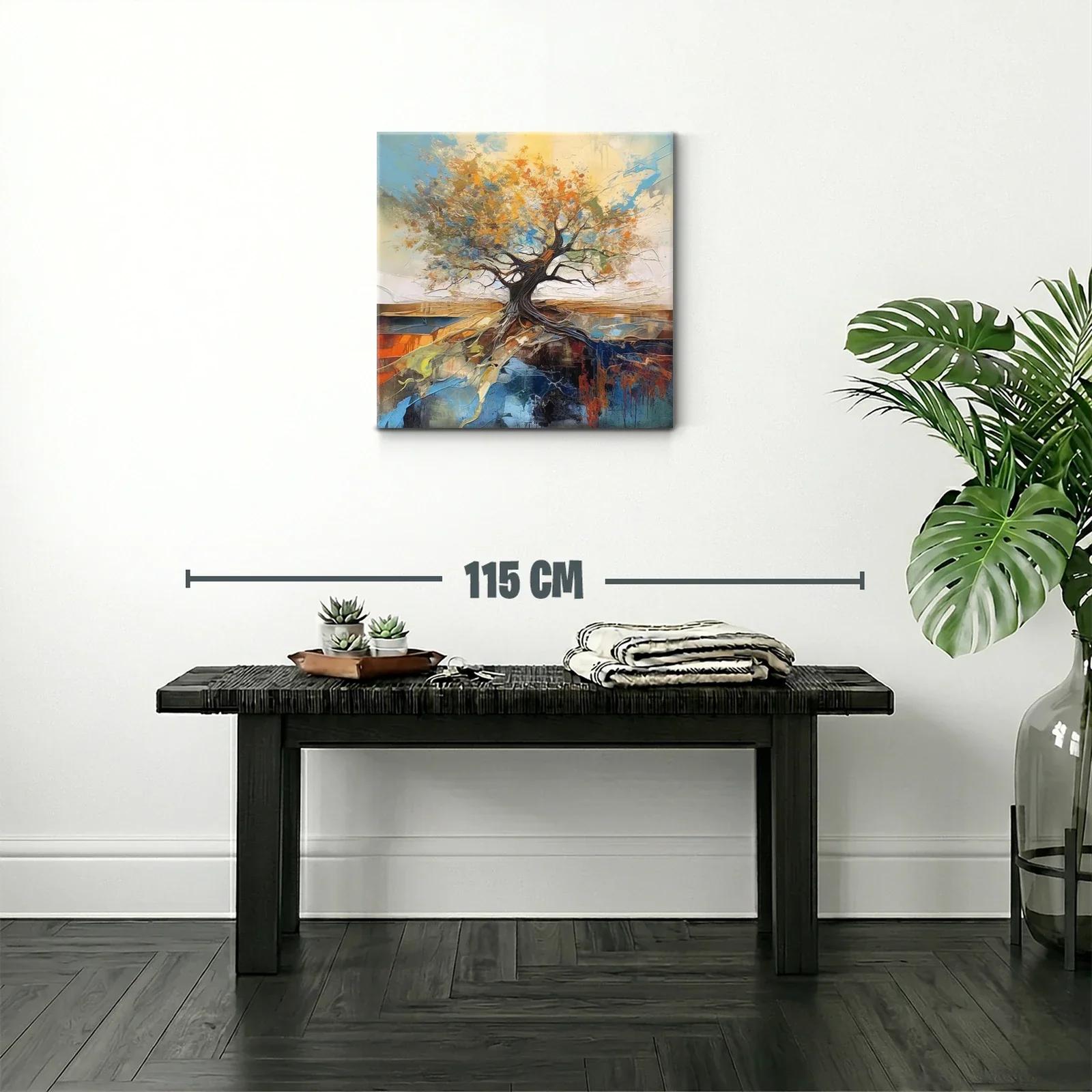 Árbol enraizado con hojas vibrantes y cielo azul — miniatura 2