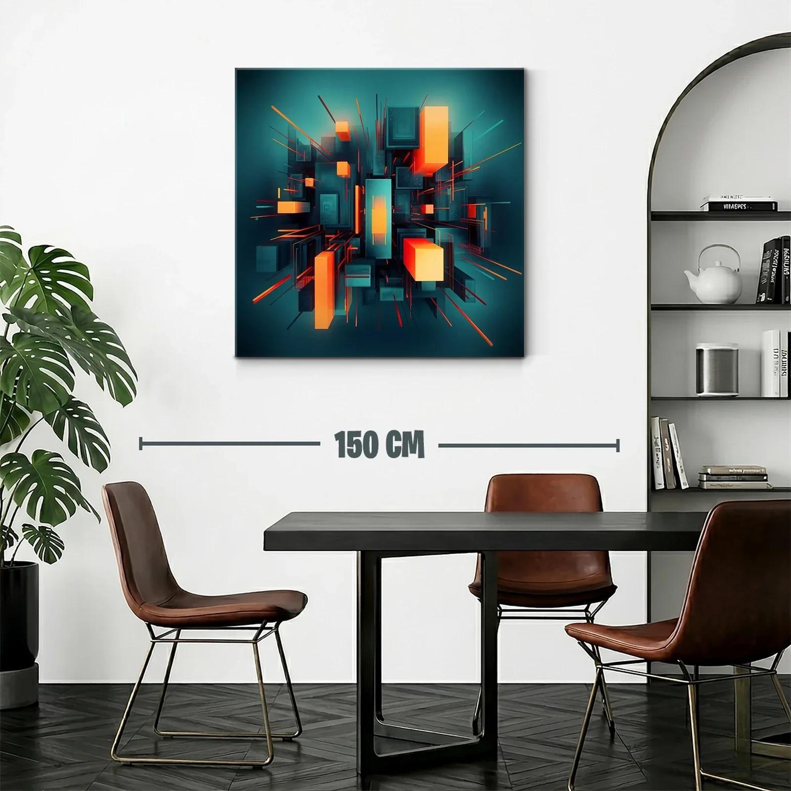 Composición geométrica vibrante en tonos azul y naranja — miniatura 2