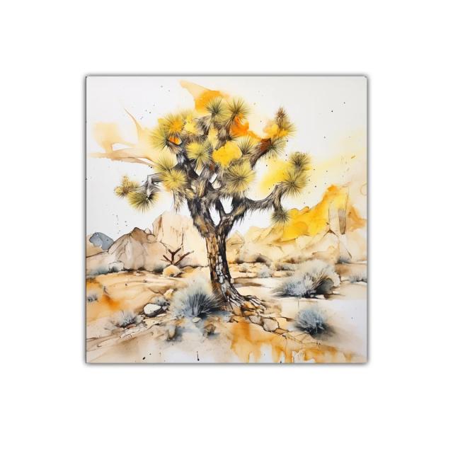 Paisaje desértico con árbol y atmósfera cálida y serena