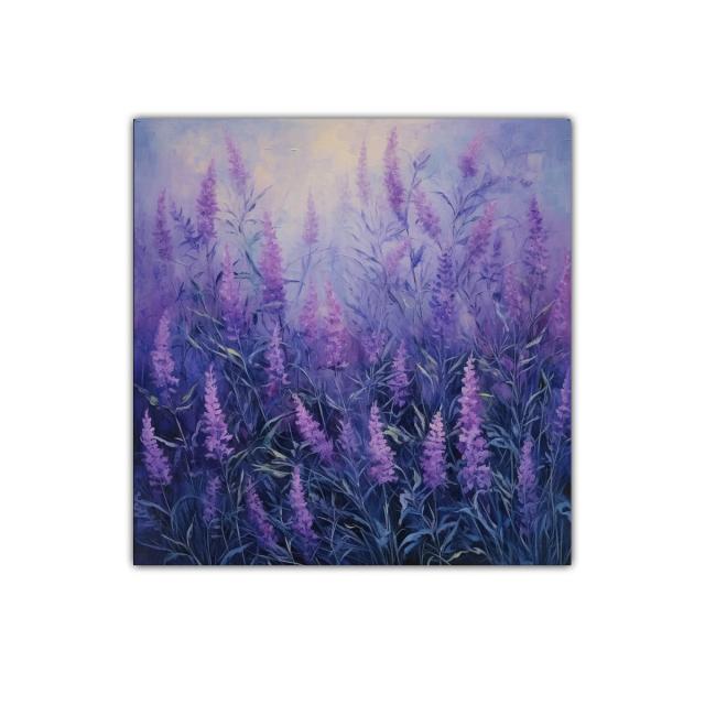 Cuadro decorativo con delicadas flores lilas y moradas