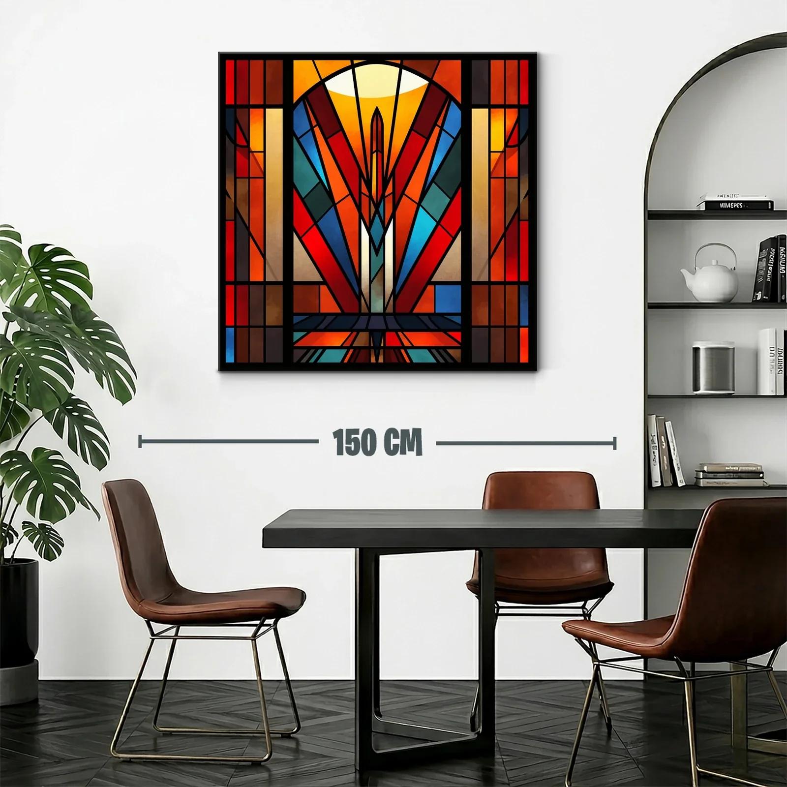 Cuadro abstracto con juego de luces y formas geométricas vibrantes — miniatura 2