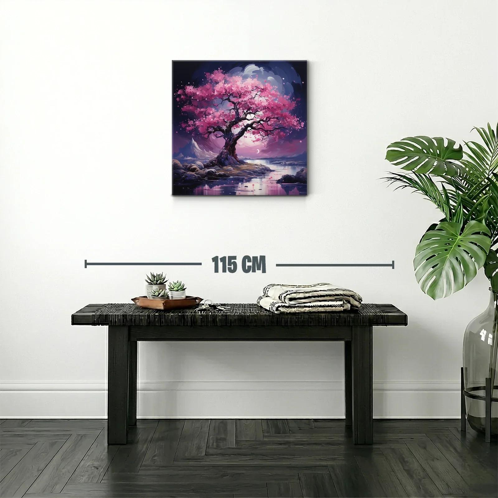 Árbol de Cerezo en Flor con Reflejos Nocturnos — miniatura 2