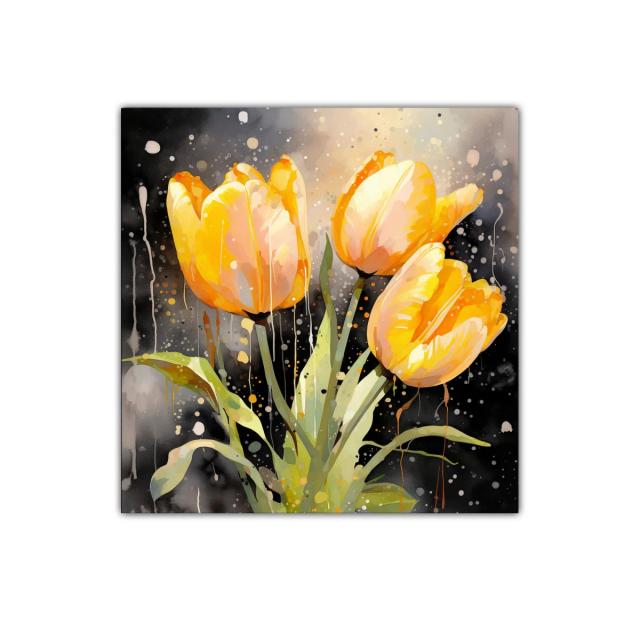 Cuadro decorativo con tulipanes amarillos vibrantes