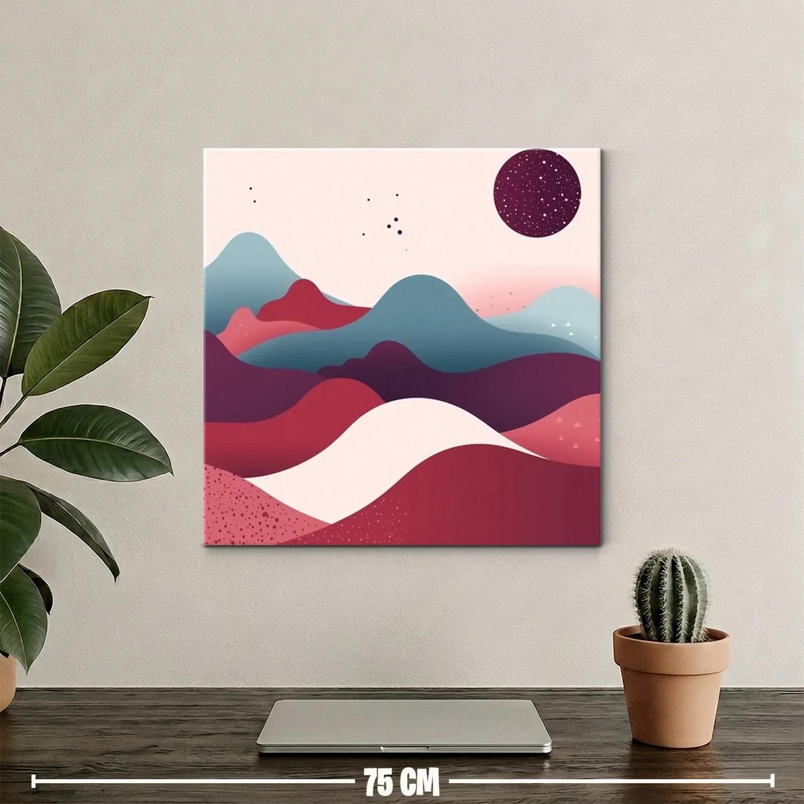 Paisaje abstracto en tonos cálidos y fríos con esfera estrellada — miniatura 2