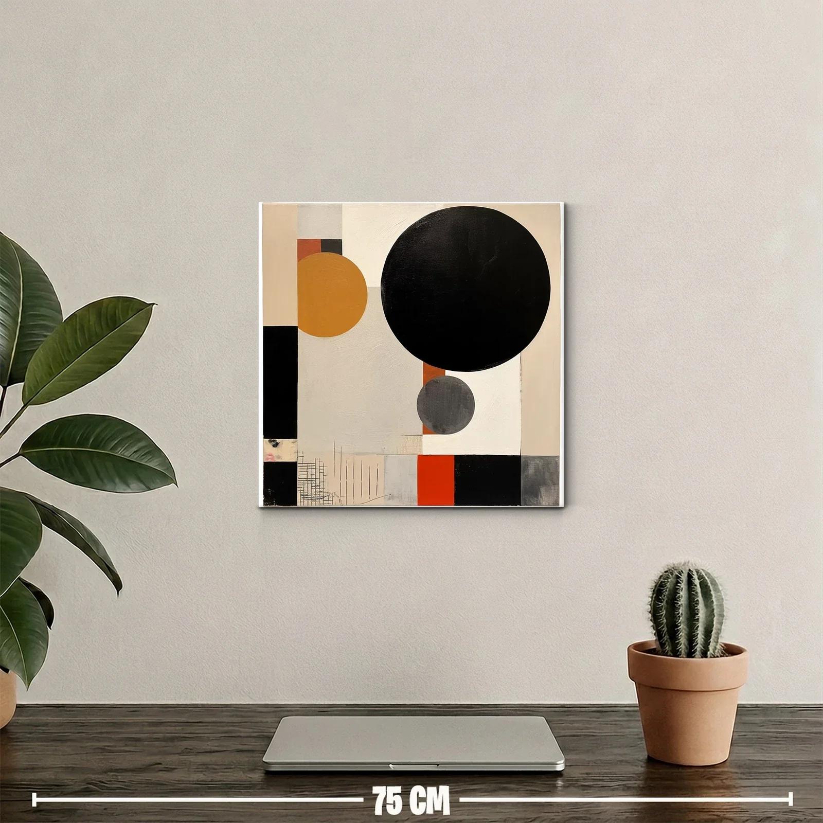 Cuadro abstracto con formas geométricas y tonos cálidos — miniatura 2