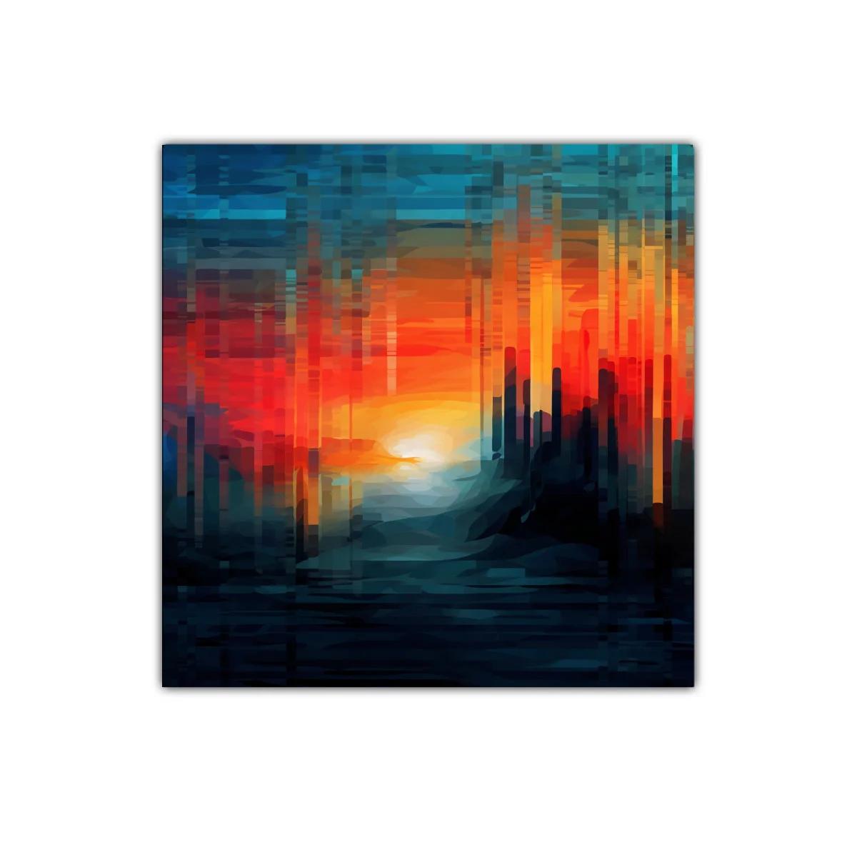 Atardecer abstracto con tonos cálidos y fríos vibrantes — imagen principal