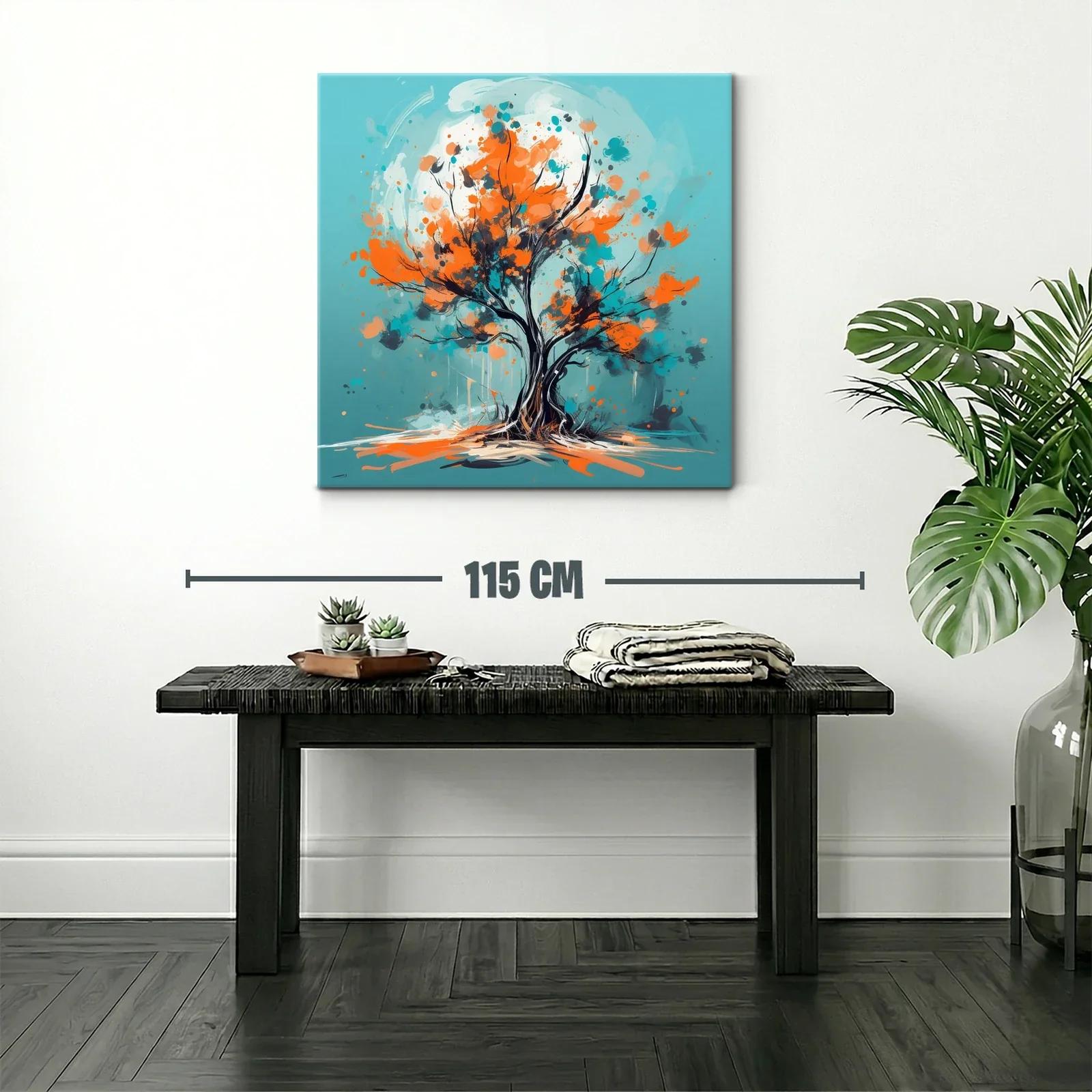Árbol vibrante con tonos naranjas y turquesas — miniatura 2