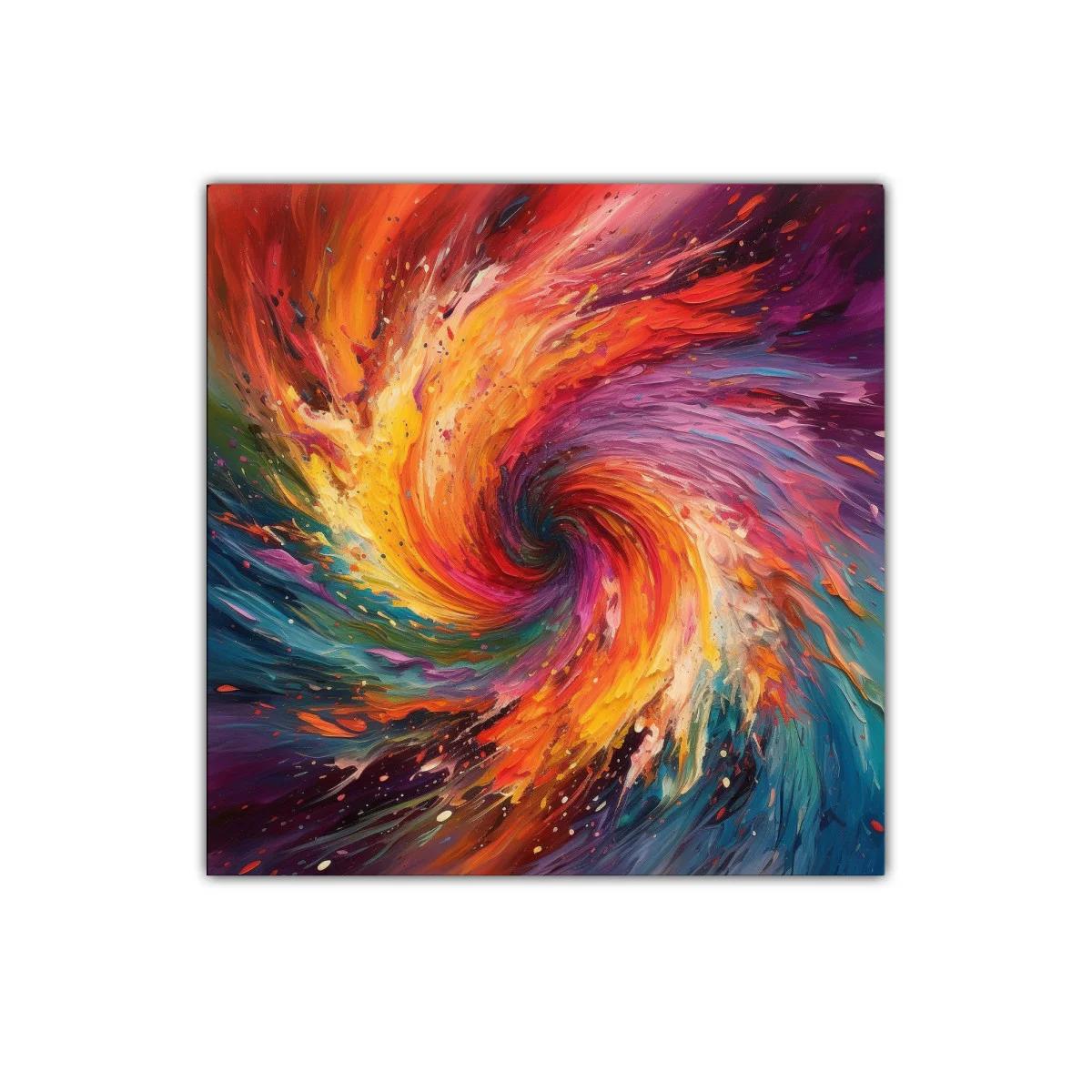 Cuadro abstracto con remolino de colores vibrantes
