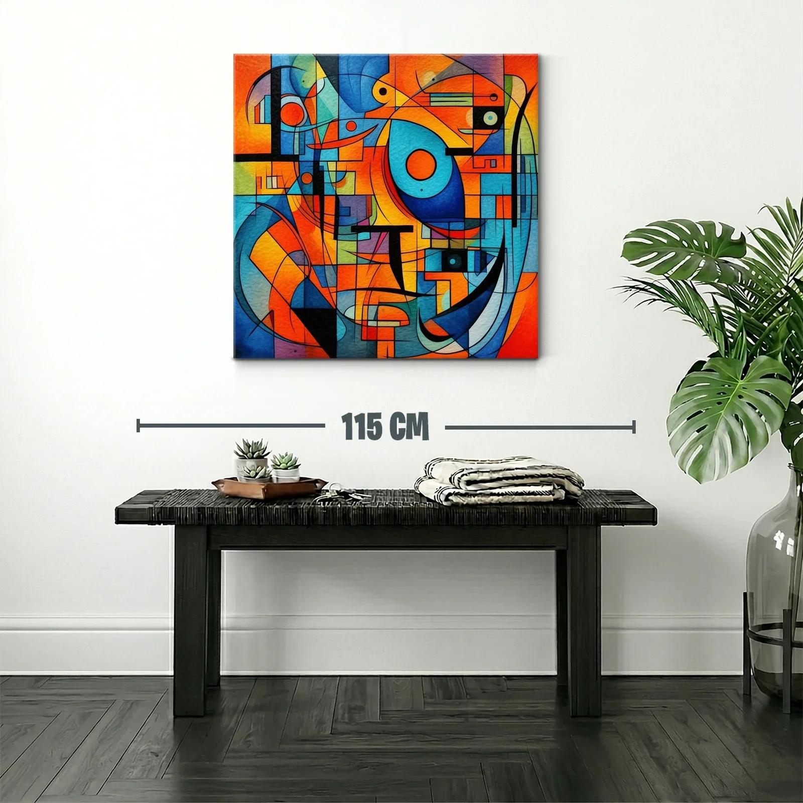 Composición abstracta en tonos cálidos y fríos vibrantes — miniatura 2