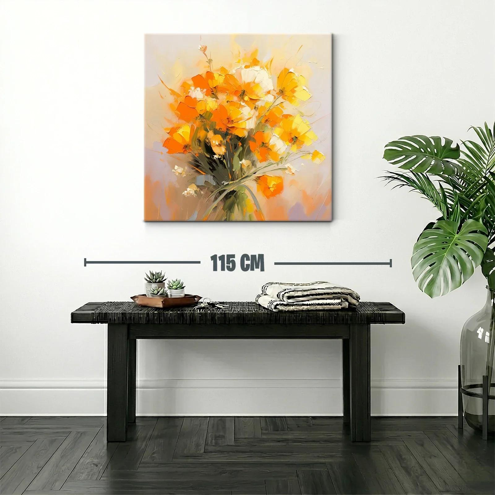 Cuadro floral vibrante en tonos naranja y amarillo — miniatura 2