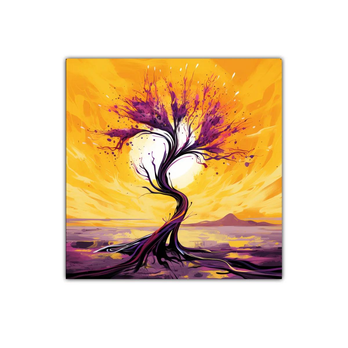 Árbol abstracto en vibrantes tonos morados y amarillos — imagen principal