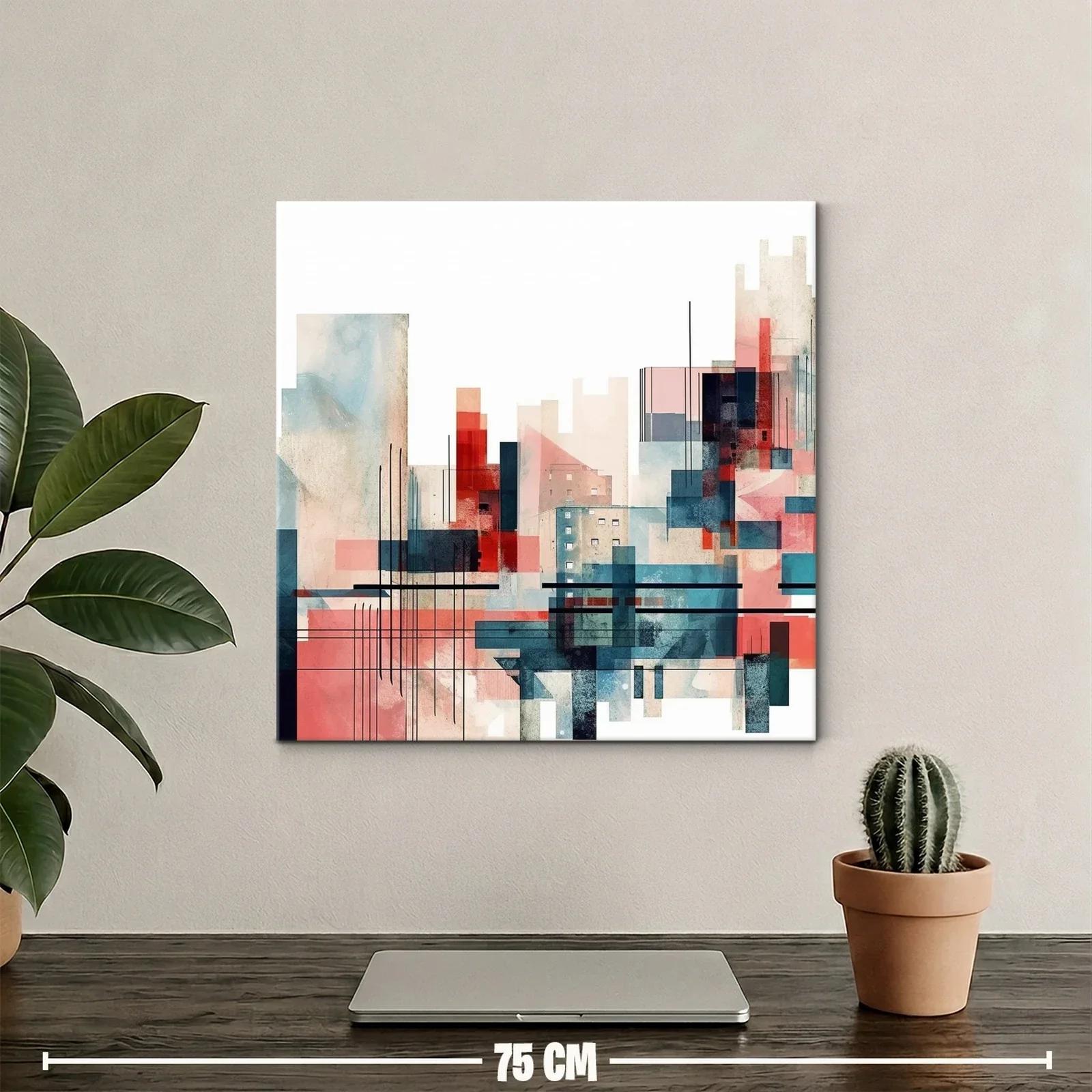 Composición abstracta urbana con tonos cálidos y fríos — miniatura 2