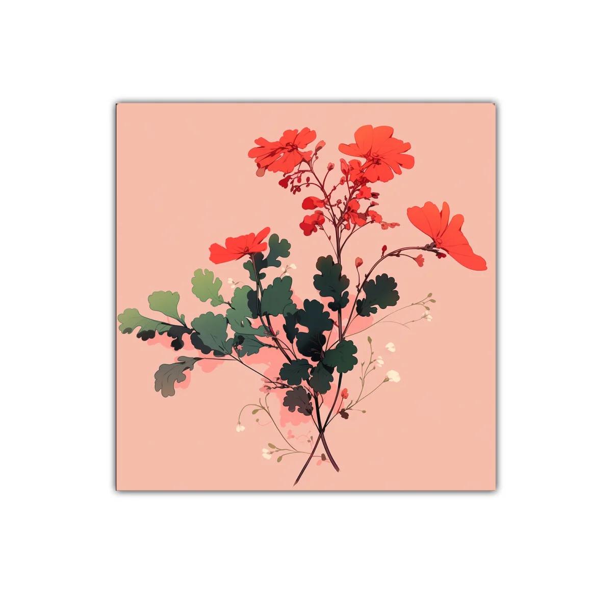 Decorativo ramo de flores rojas con fondo melocotón — imagen principal