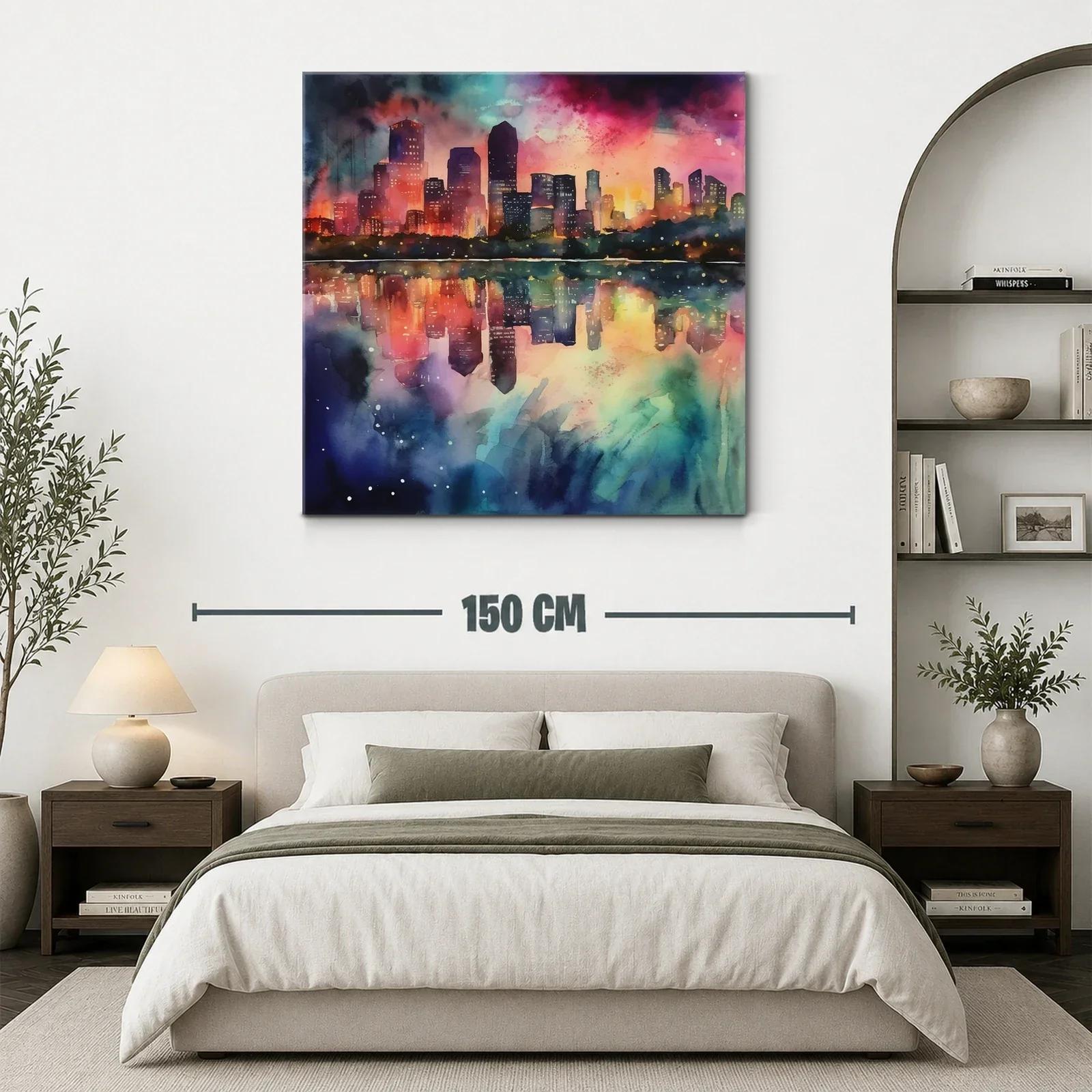 Atardecer urbano con reflejos vibrantes y luz cálida — miniatura 3