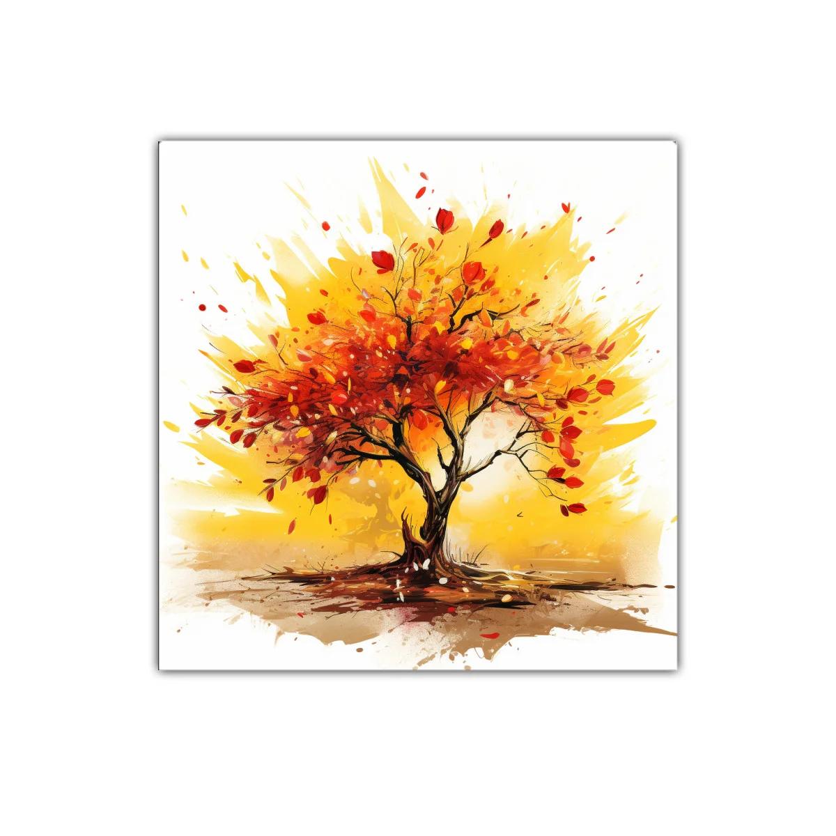 Cuadro vibrante de árbol en tonos cálidos otoñales — imagen principal