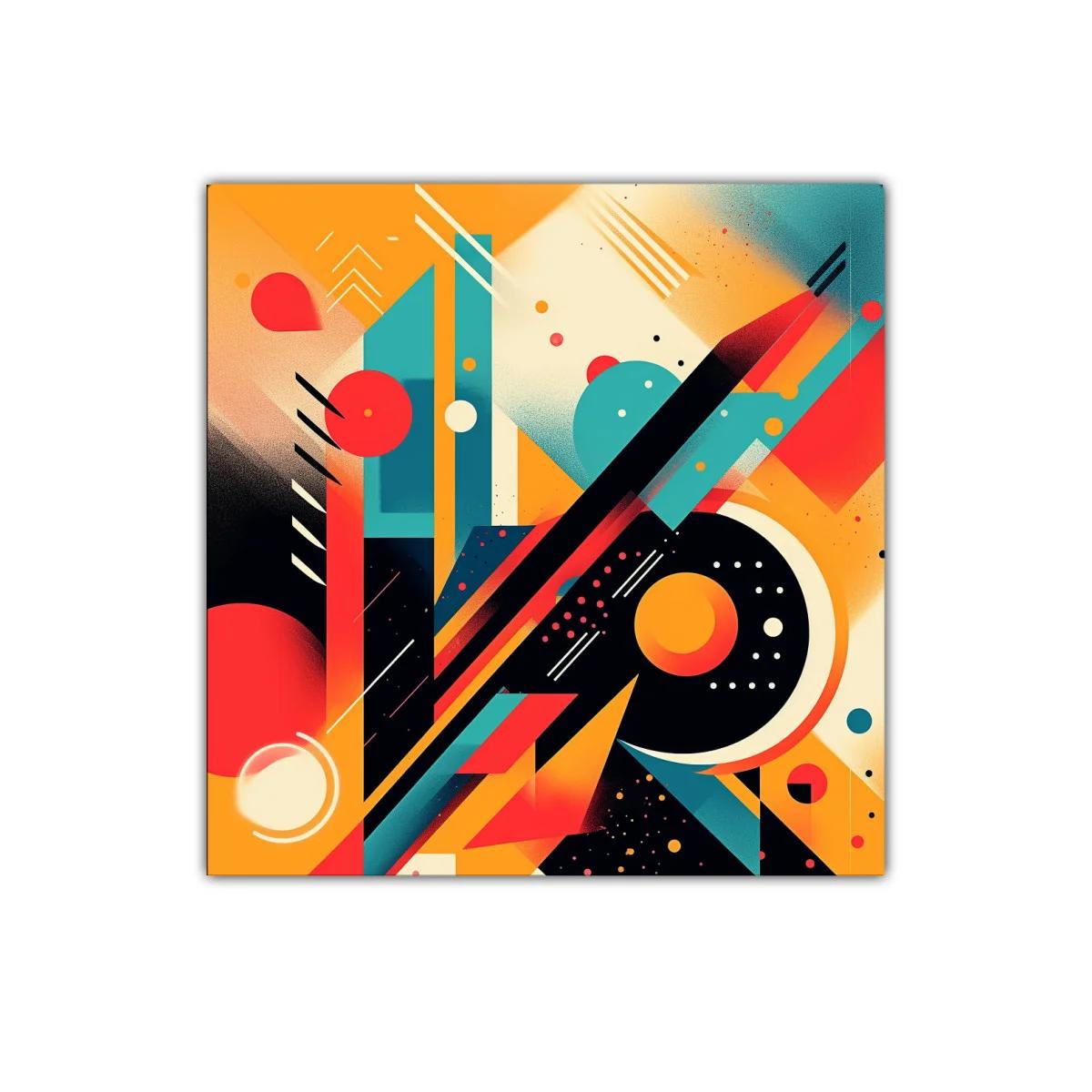 Composición abstracta en naranja rojo y turquesa vibrante — imagen principal