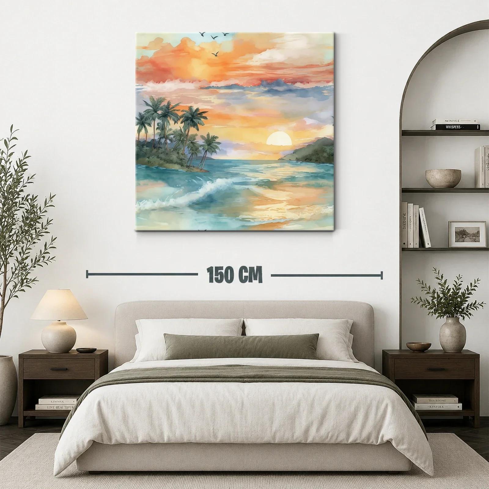 Atardecer tropical con palmeras y mar en calma — miniatura 3