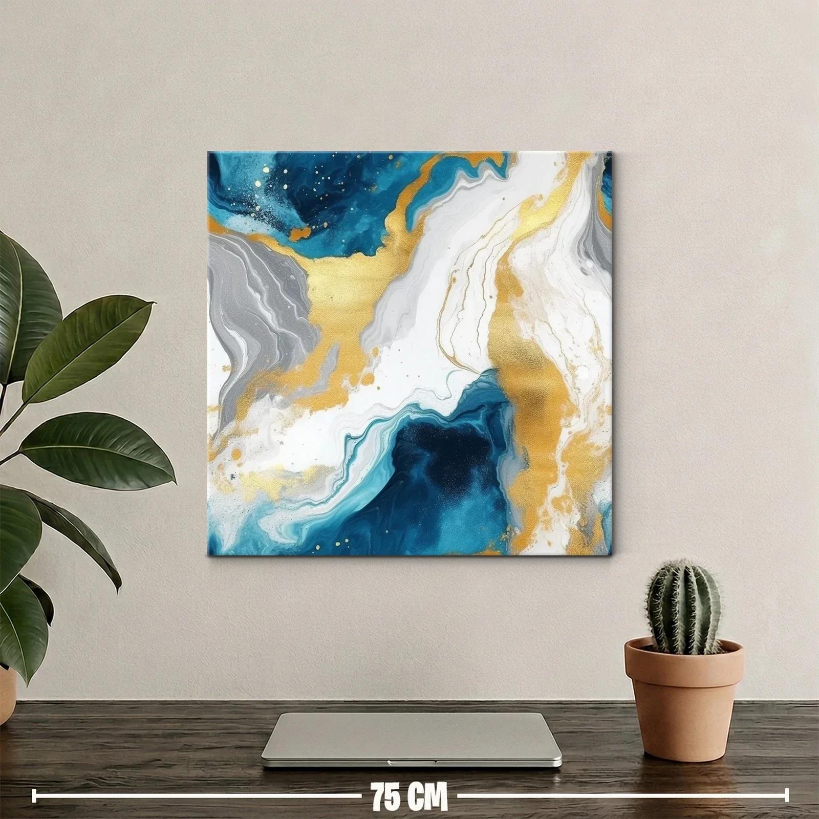 Composición abstracta con tonos dorados y azules intensos — miniatura 2