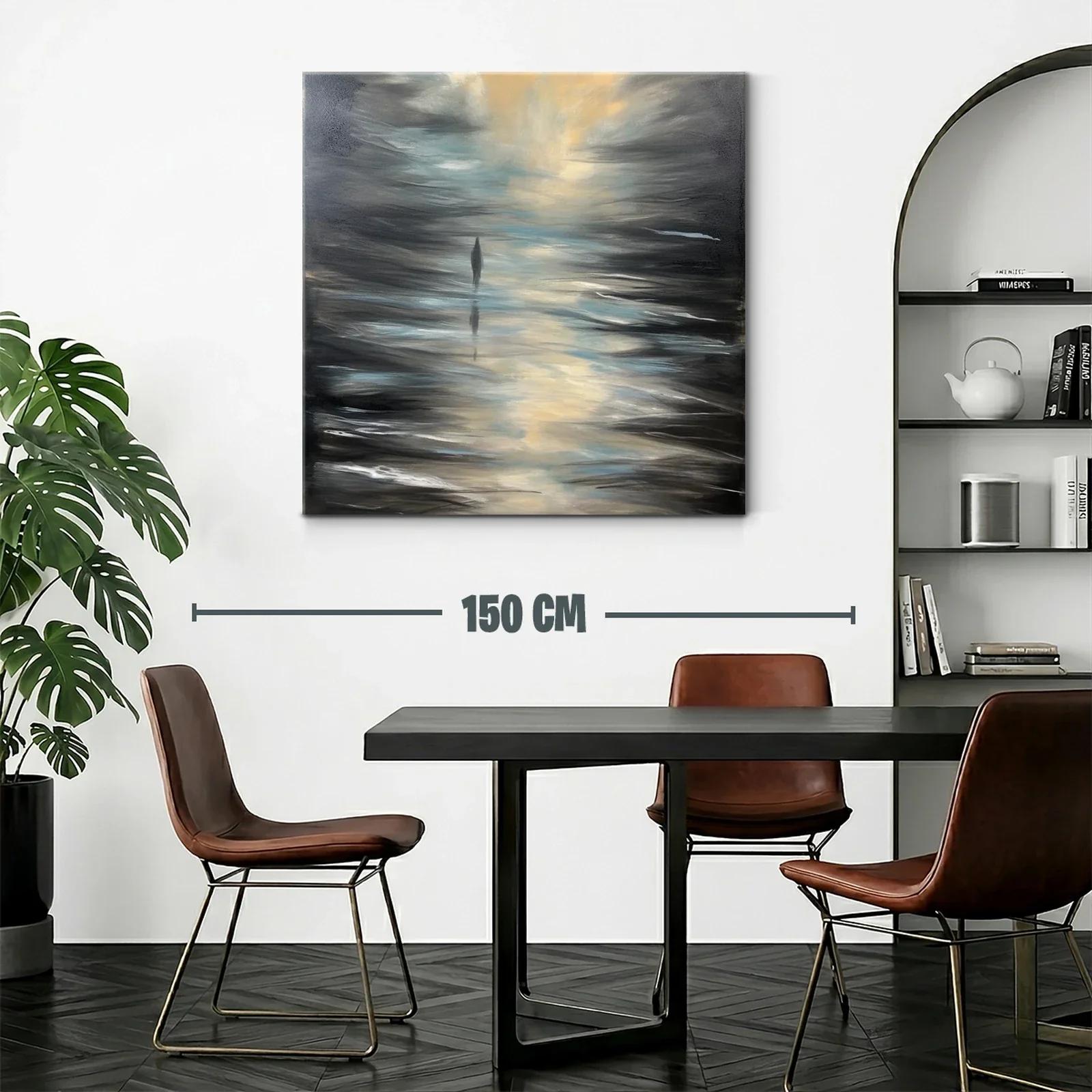 Paisaje abstracto con silueta entre reflejos luminosos — miniatura 2