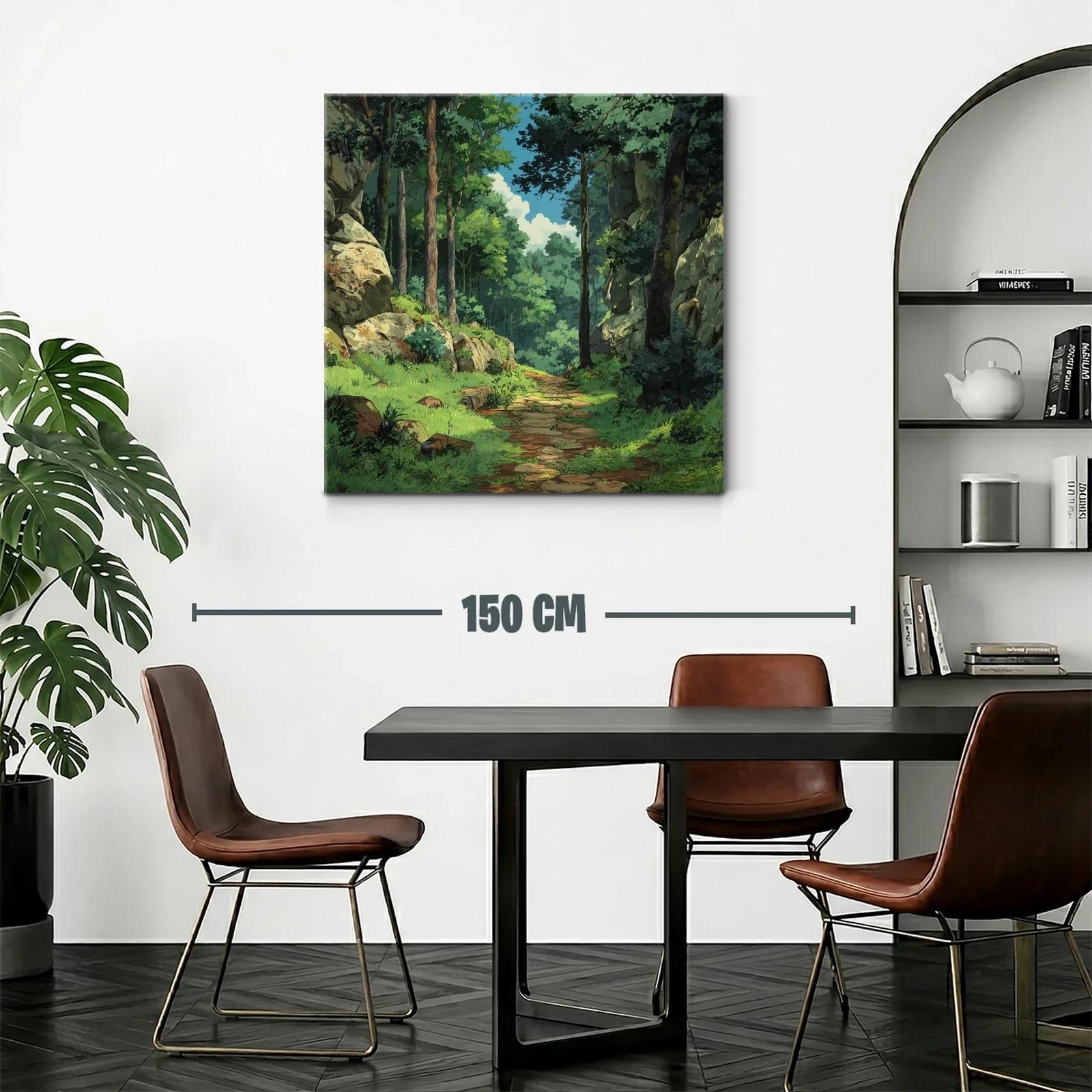 Camino entre árboles y rocas en bosque frondoso y tranquilo — miniatura 2
