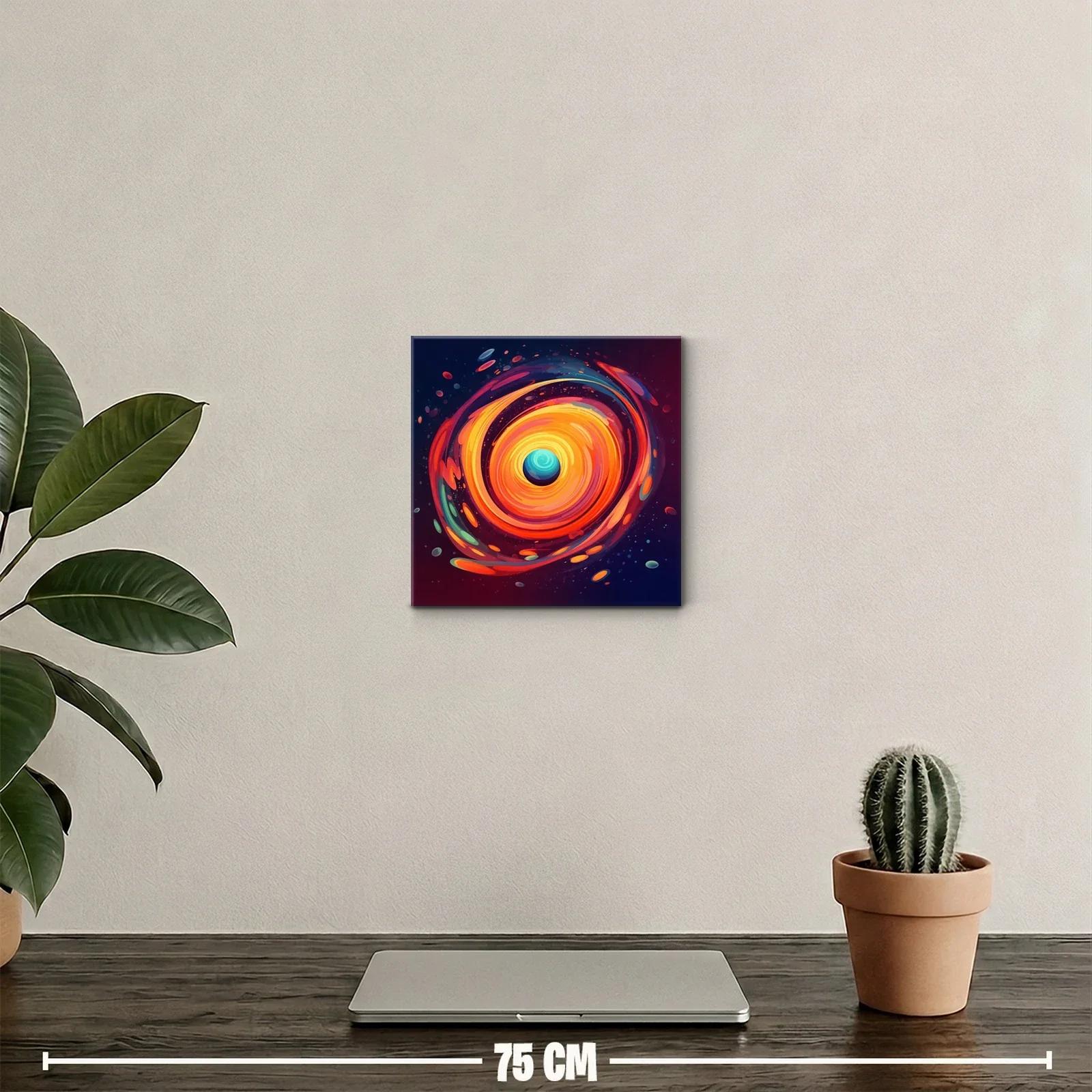 Cuadro abstracto con espiral de colores vibrantes y energía dinámica — miniatura 2