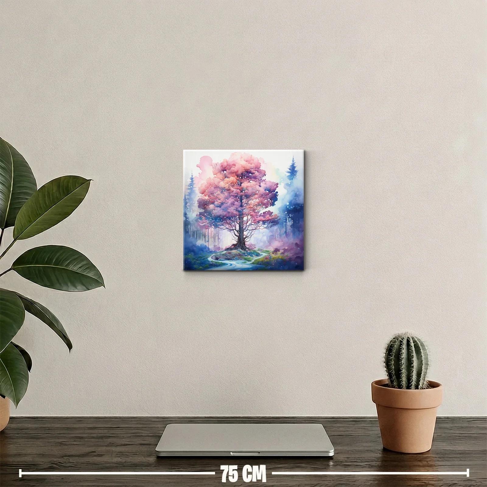 Árbol mágico con follaje rosa y ambiente de ensueño — miniatura 2