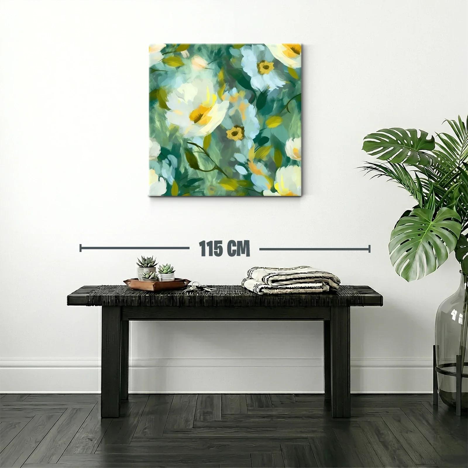 Cuadro floral con tonos verdes y amarillos vibrantes — miniatura 2
