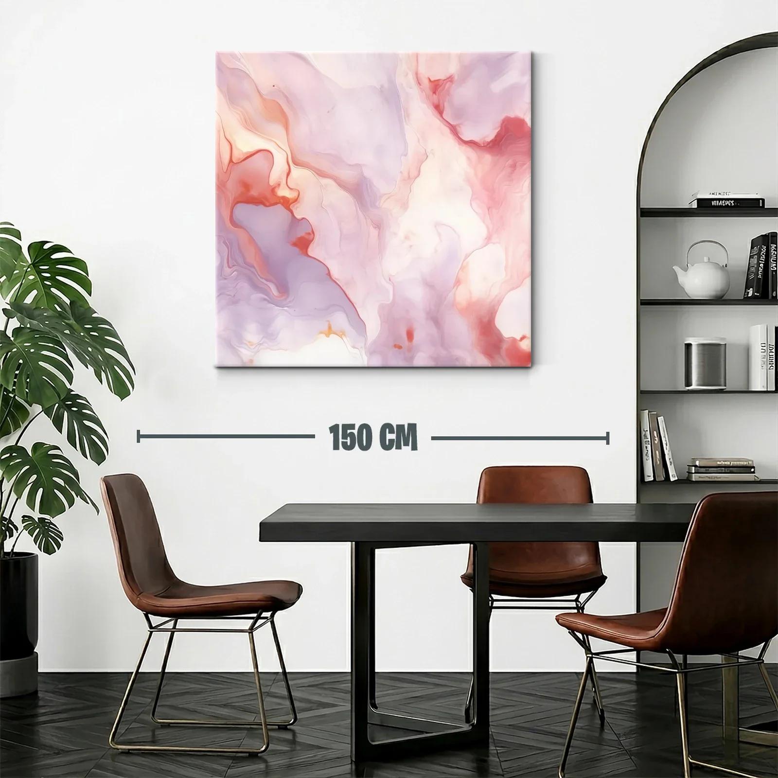 Cuadro abstracto con tonos suaves rosas y lilas — miniatura 2