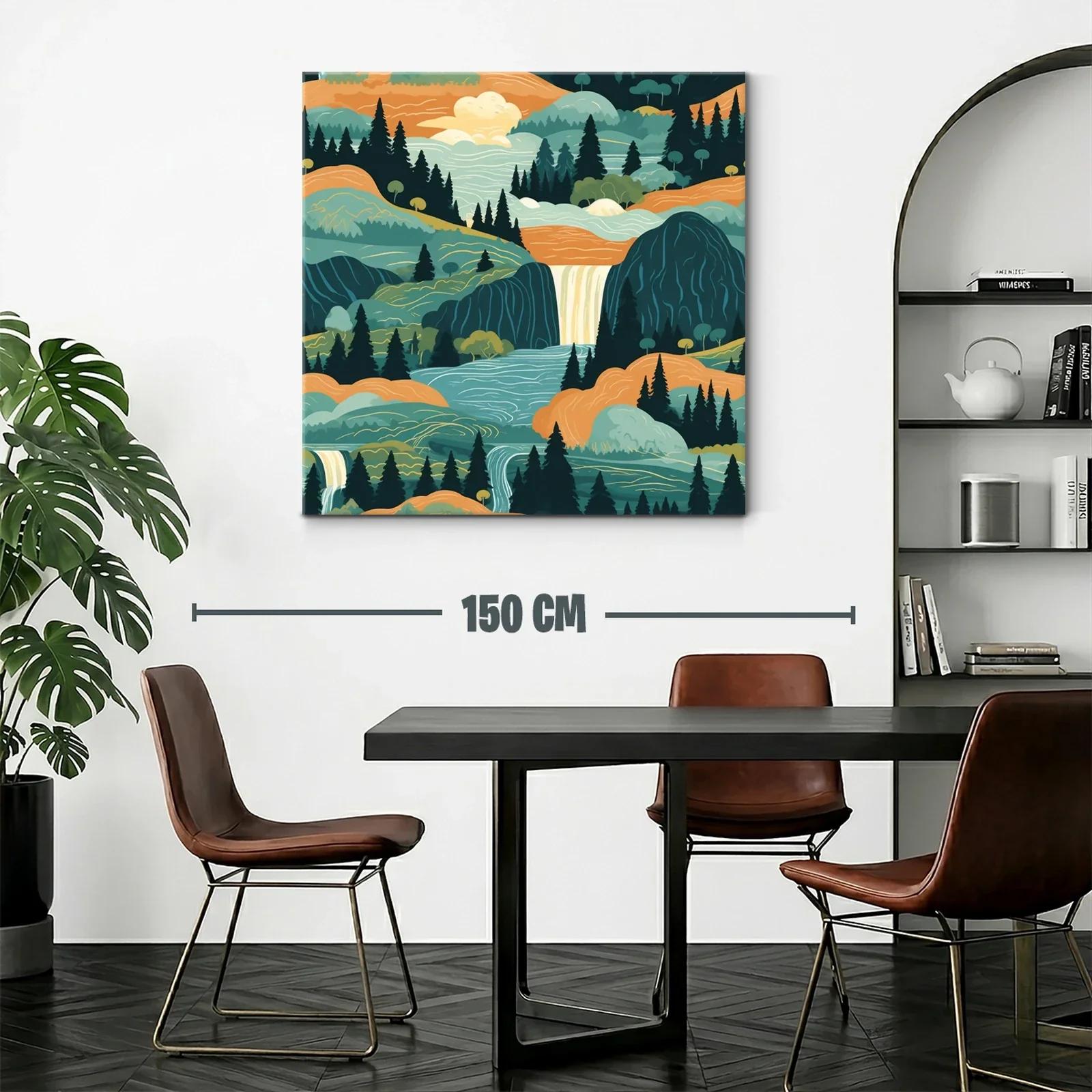 Paisaje sereno con cascadas y montañas en tonos cálidos — miniatura 2