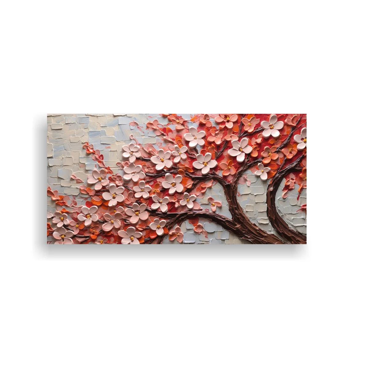 Cuadro árbol en flor con ramas curvas y textura en relieve — imagen principal