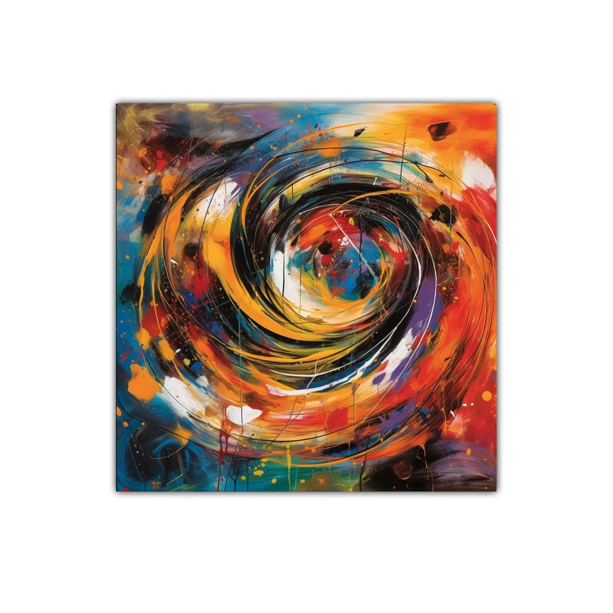 Composición dinámica con espiral multicolor vibrante