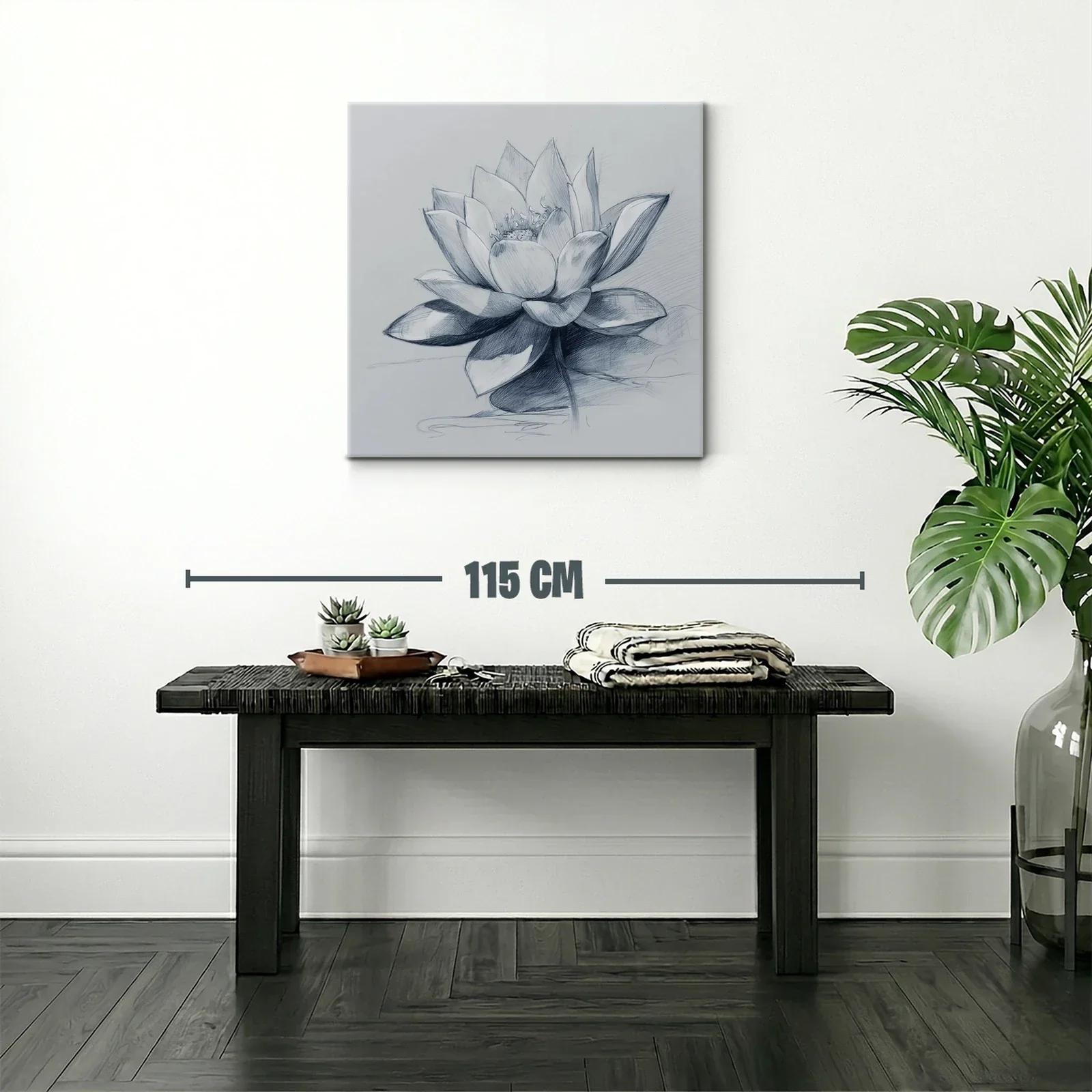 Flor de loto en delicado dibujo monocromo elegante — miniatura 2