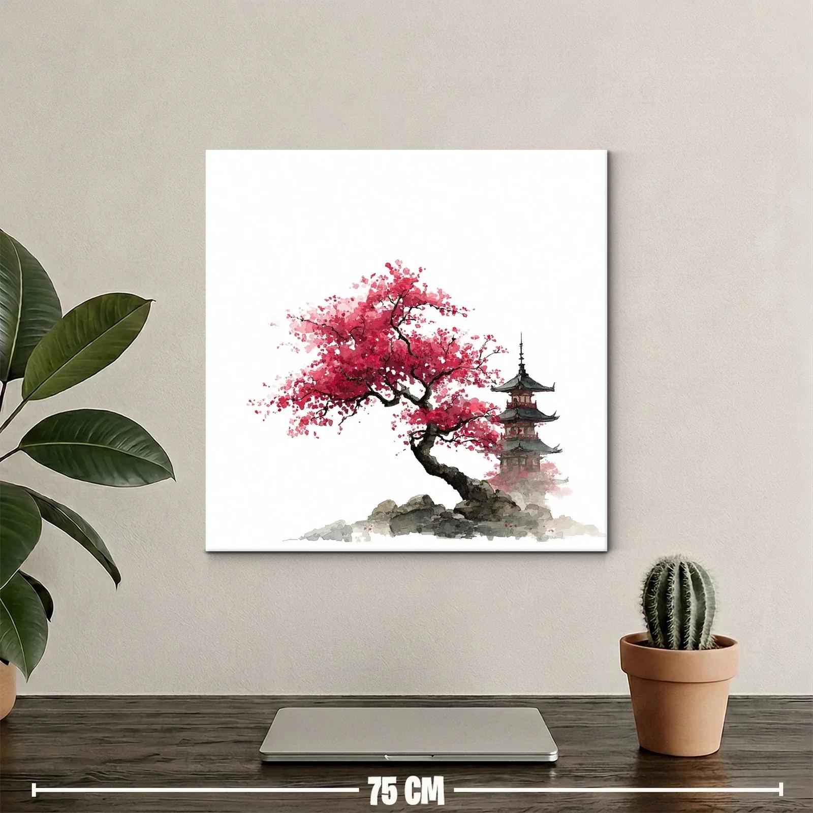 Árbol de Cerezo en Flor con Pagoda Japonesa — miniatura 2