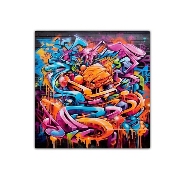 Composición vibrante de arte urbano con formas dinámicas